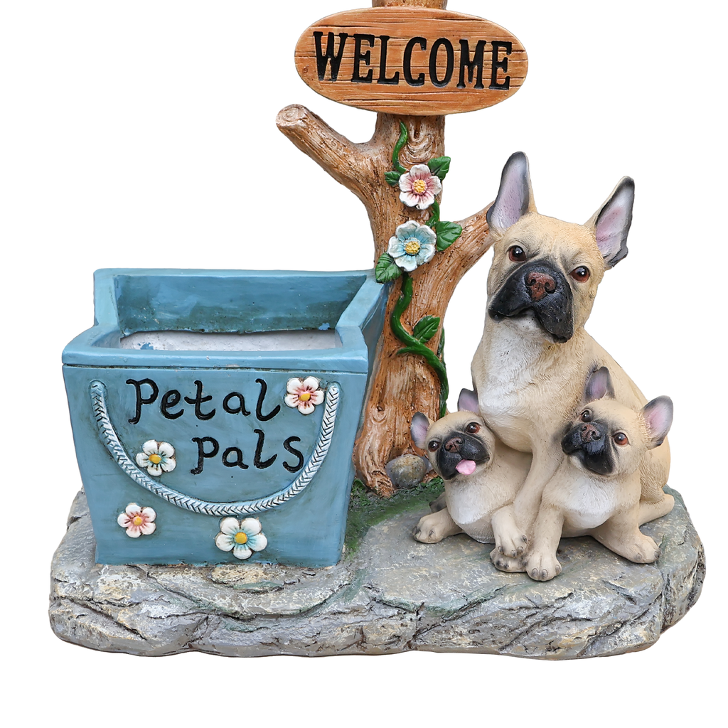 French Bulldog Family Planter Statue