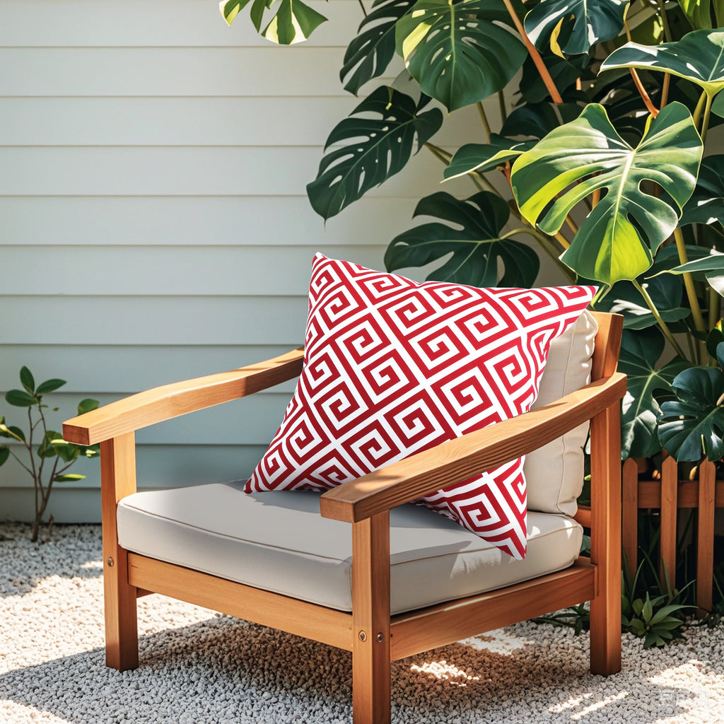 2 Pack Outdoor Throw Pillows - Waterproof & Fade-Resistant (18x18 Inch, Red)
