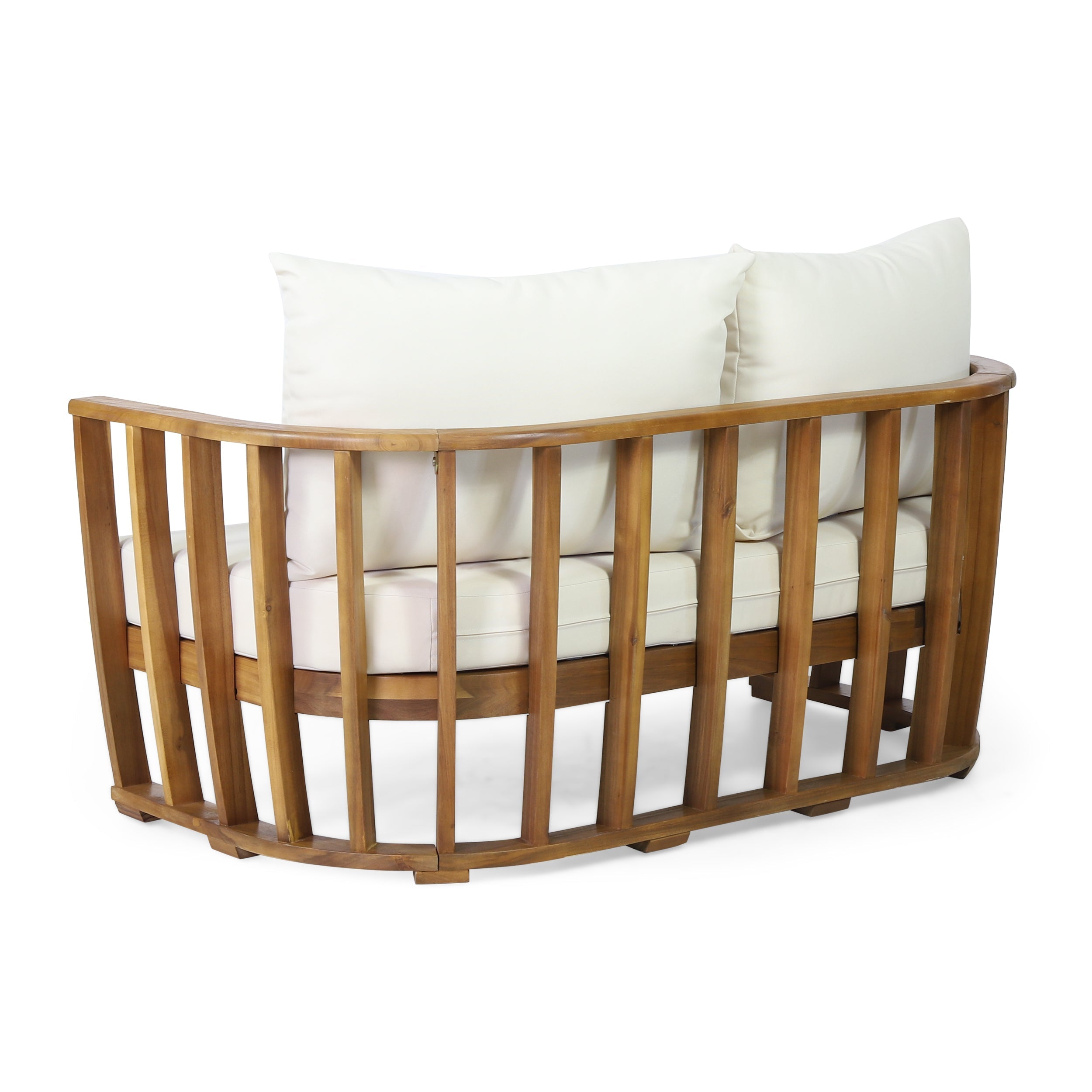 Outdoor Acacia Wood Loveseat and Coffee Table Set with Cushions