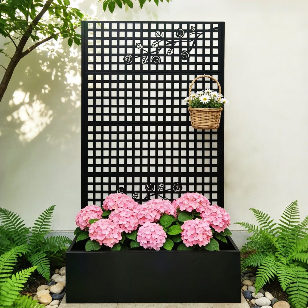 Metal Planter Box with Trellis 70.9in H x 43.3in W x 15.8in D