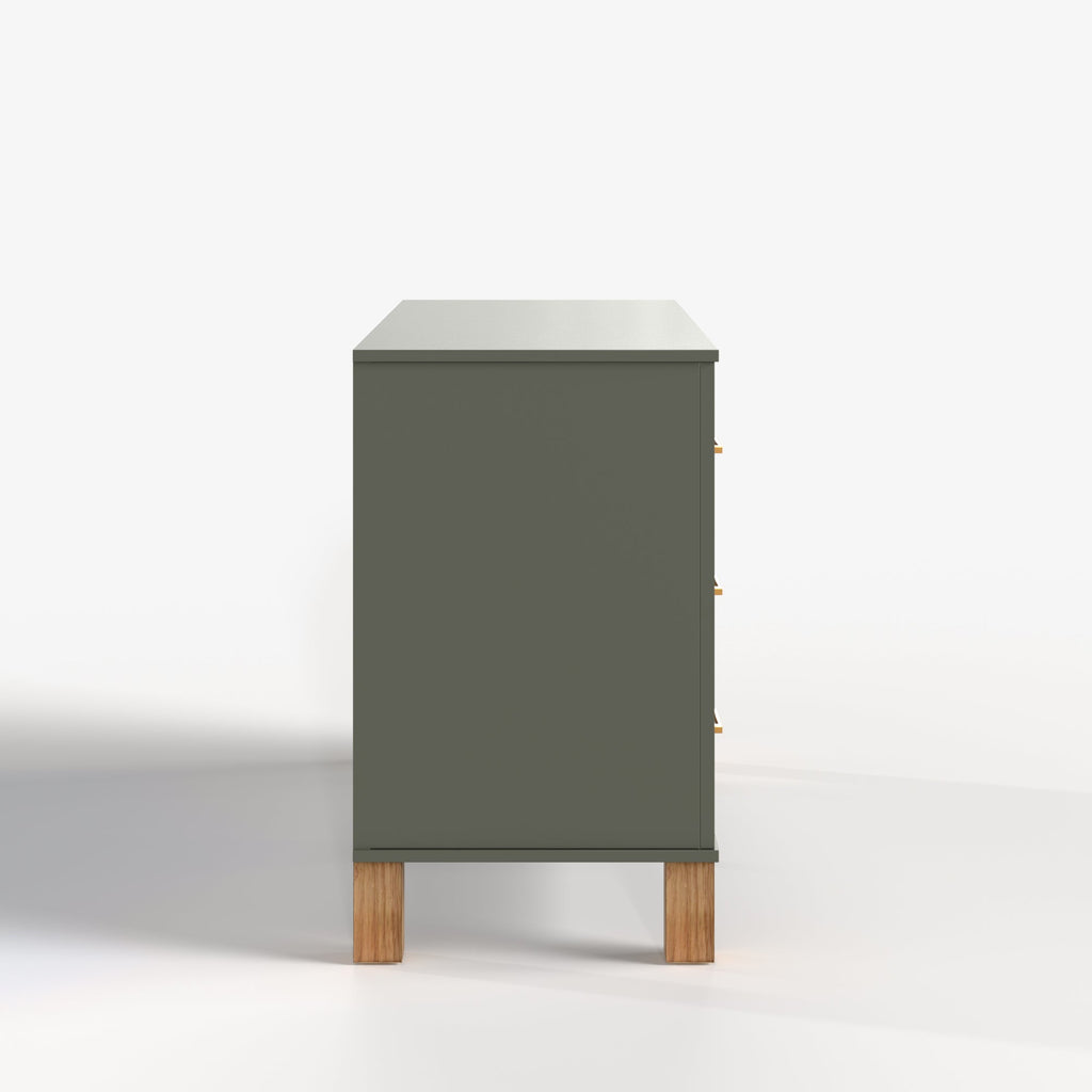 6-Drawer Double Dresser in Olive