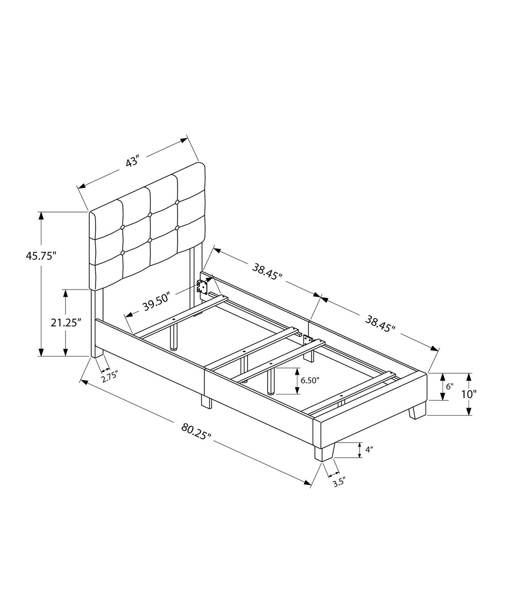 Transitional Upholstered Bed Frame