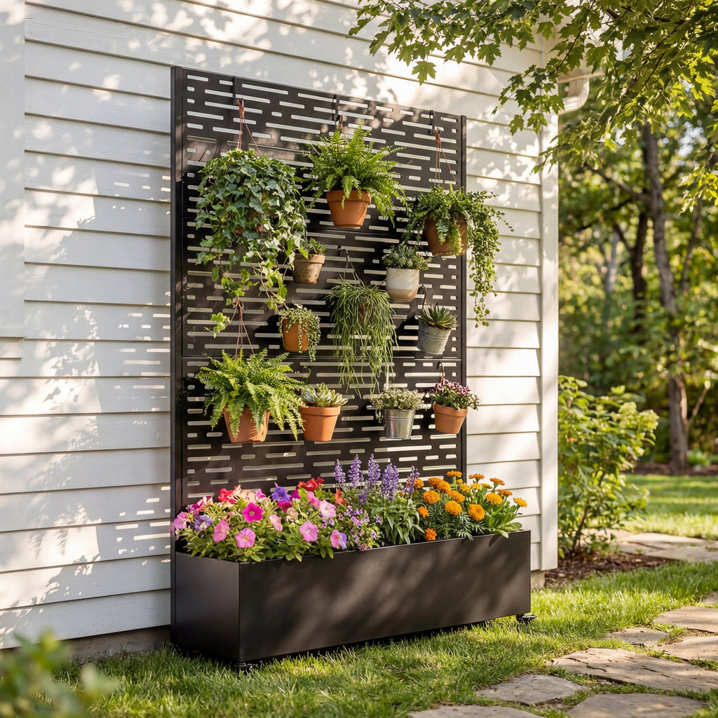 Metal Raised Garden Bed with Wheels and Trellis