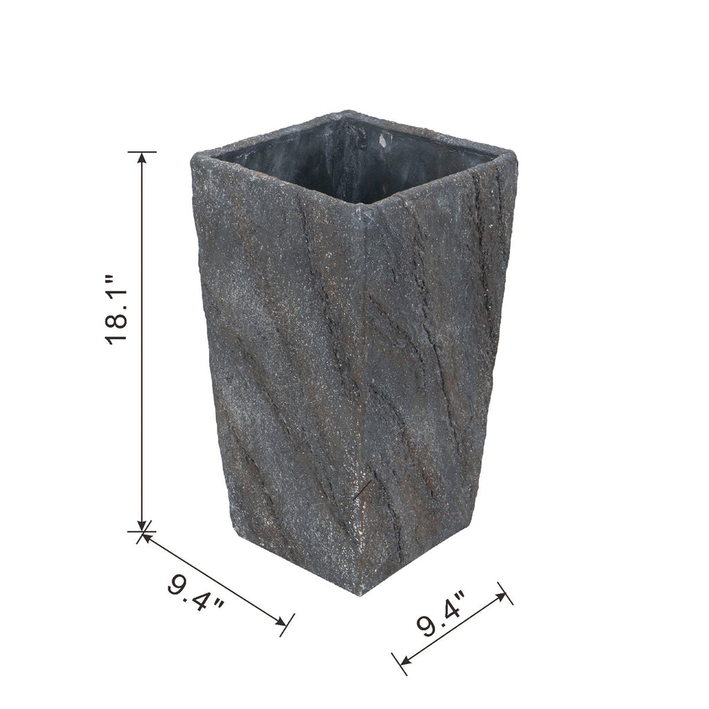 9.4x9.4x18.1' Cement Planter Large, Indoor Outdoor Garden Functional Decor