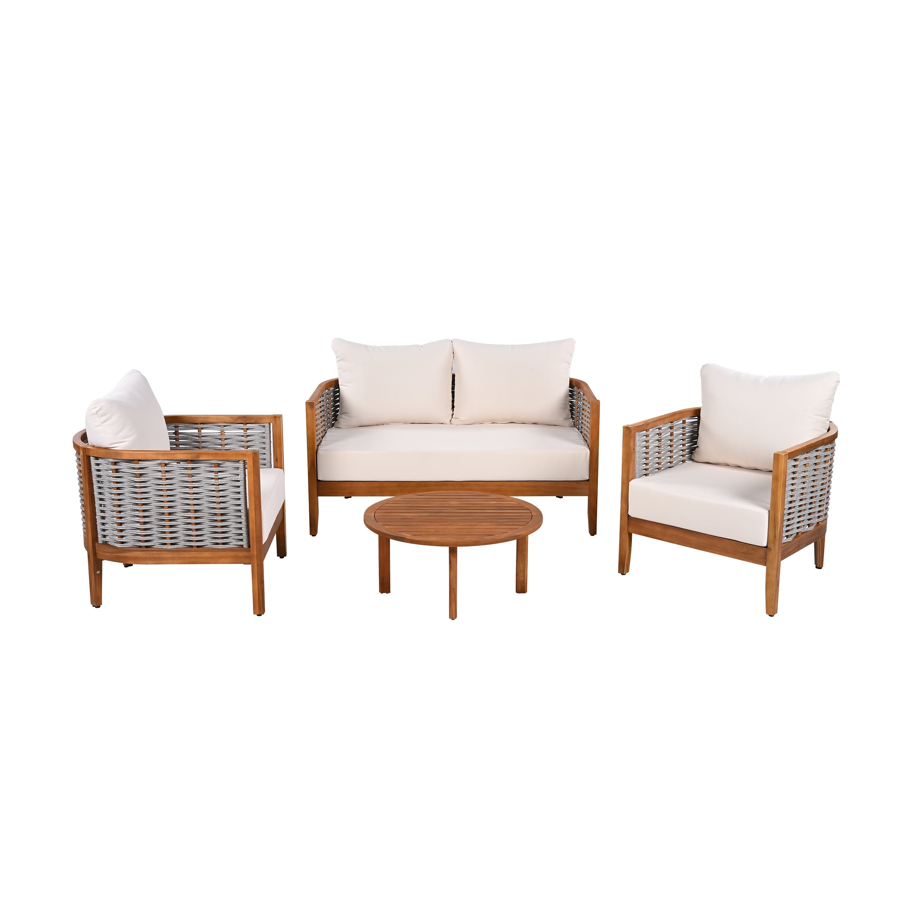 Outdoor Unique Tub Design 4-Seat Sofa Set with Woven Rope