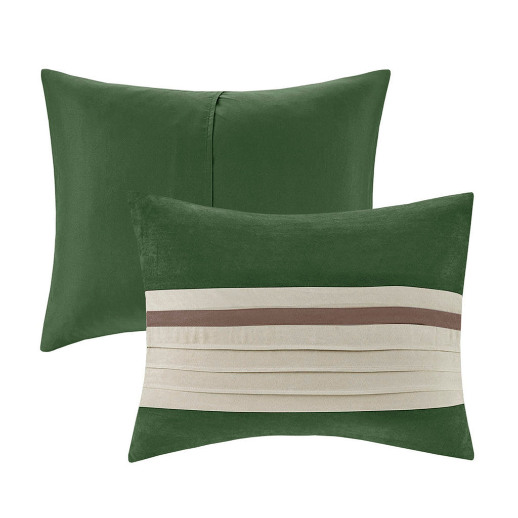 7 Pc Faux Suede Comforter Set Green King