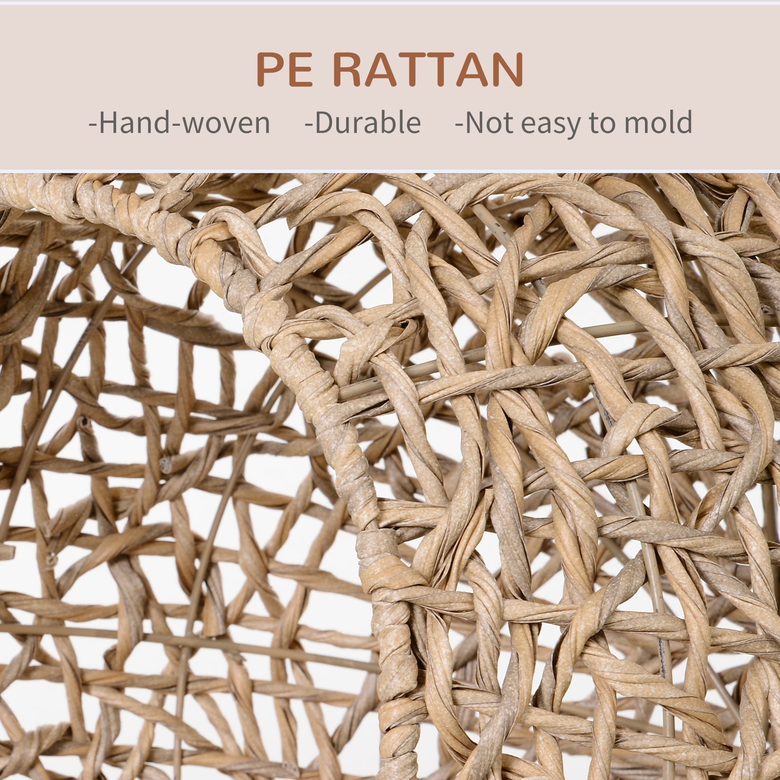 20.5' Weaved Banana Leaf Cat Bed with Cushion Beige