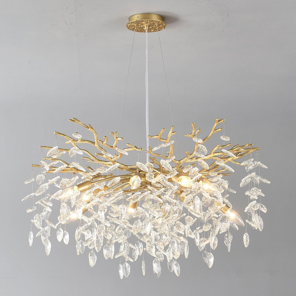 8-Light Crystal Gold Chandelier for Dining Room and Kitchen Island