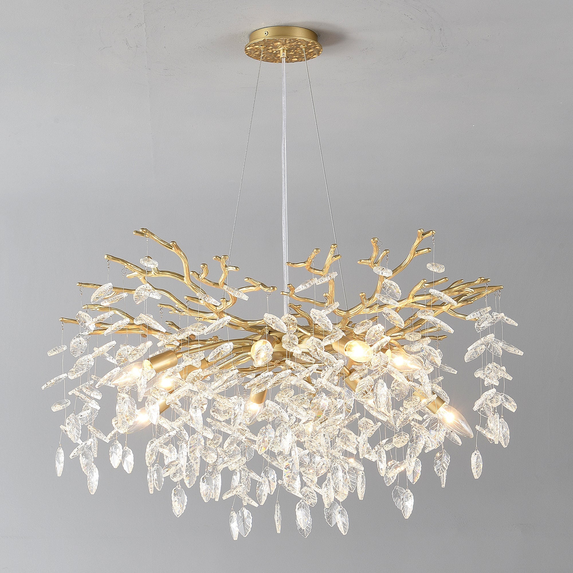 8-Light Crystal Gold Chandelier for Dining Room and Kitchen Island