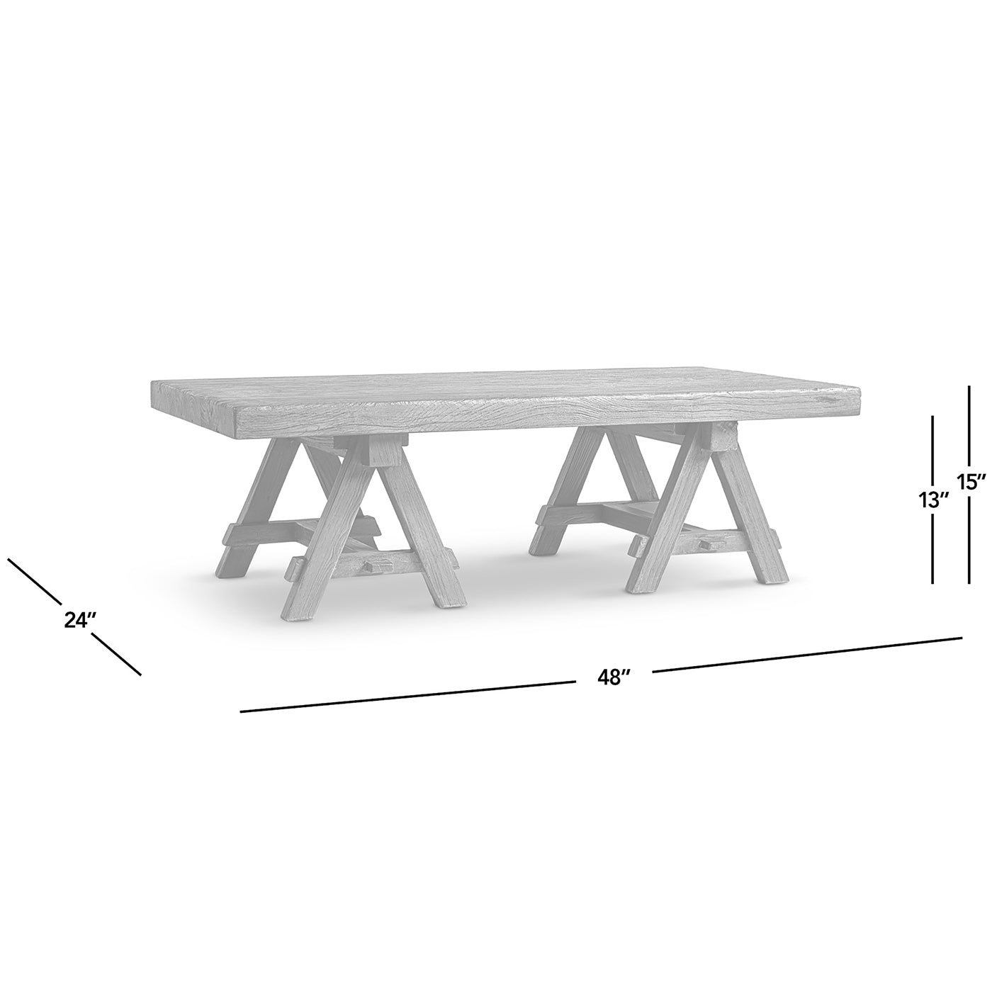 Hawthorne 48' Solid Reclaimed Elm Rectangular Trestle Coffee Table