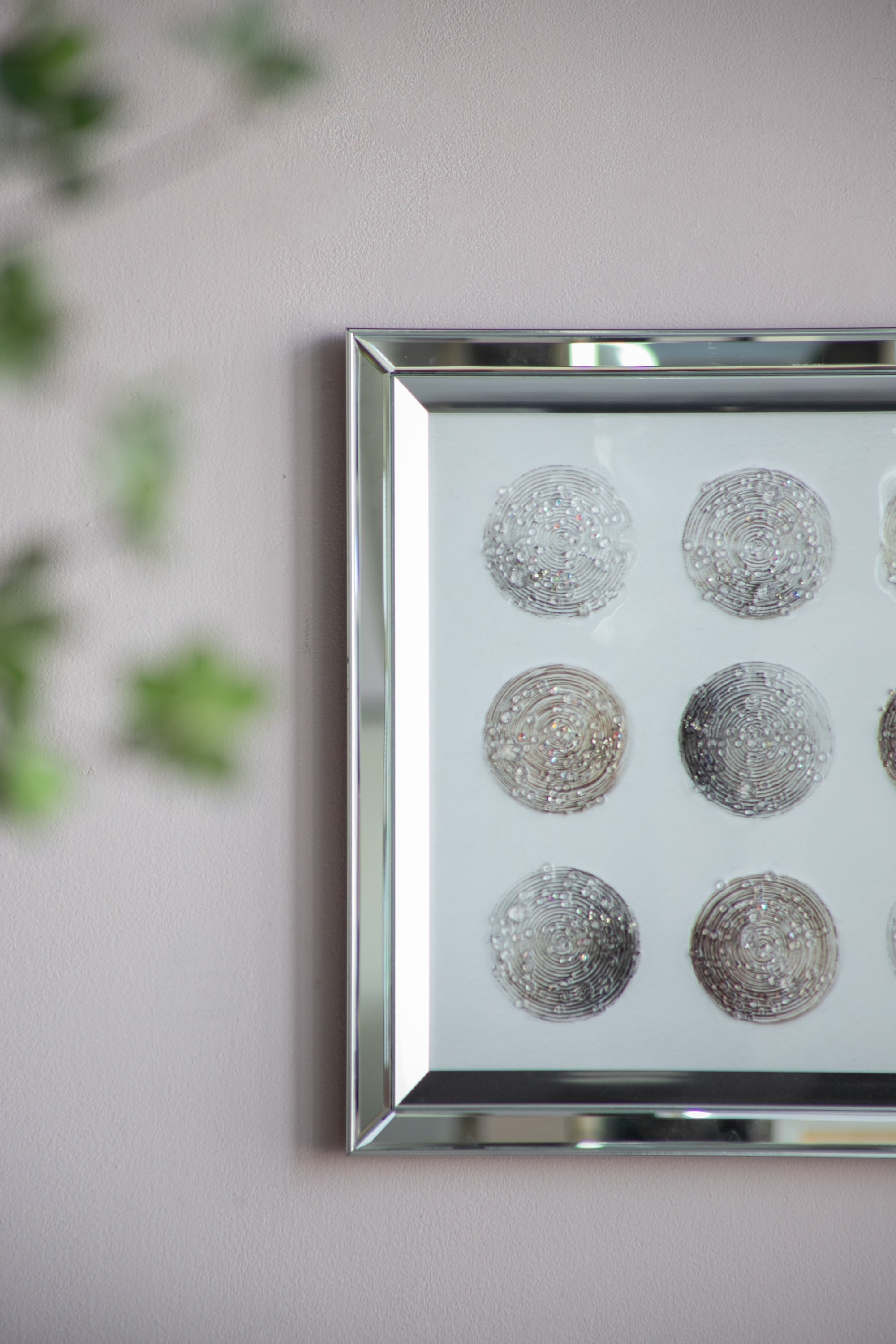 Ares Crystal Mirror Framed Wall Art on Mellow Golden Tint Background