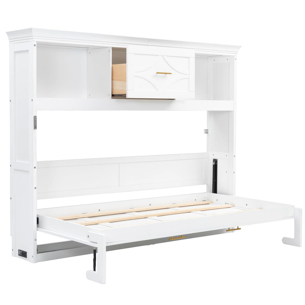 Murphy Bed With Charging Station and Drawer