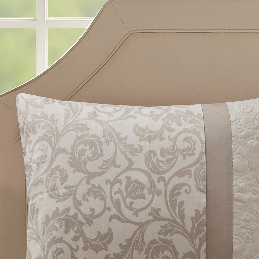 Embroidered 8 Piece Comforter Set Neutral Queen