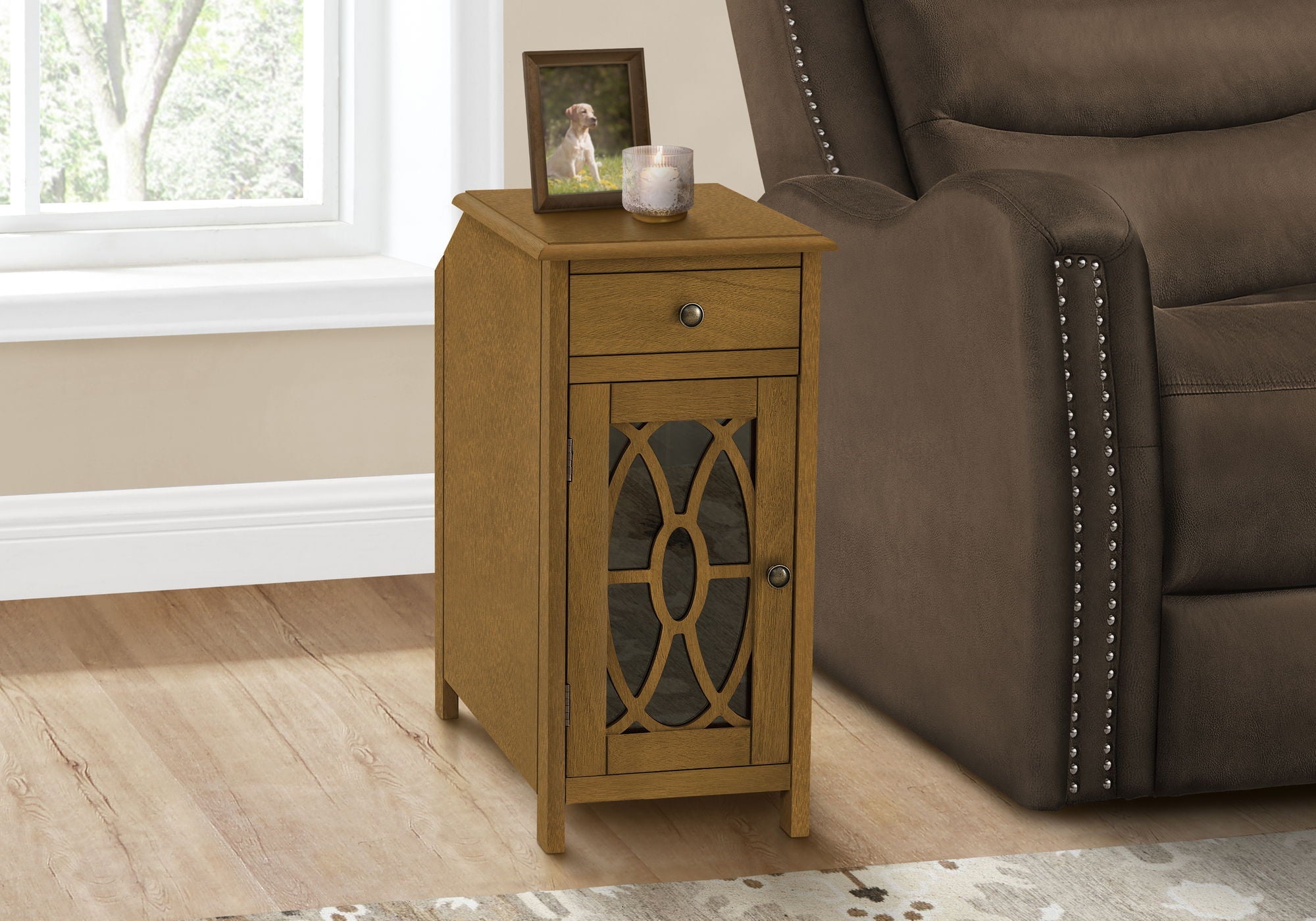 Accent Side Table with Storage Drawer - Taupe