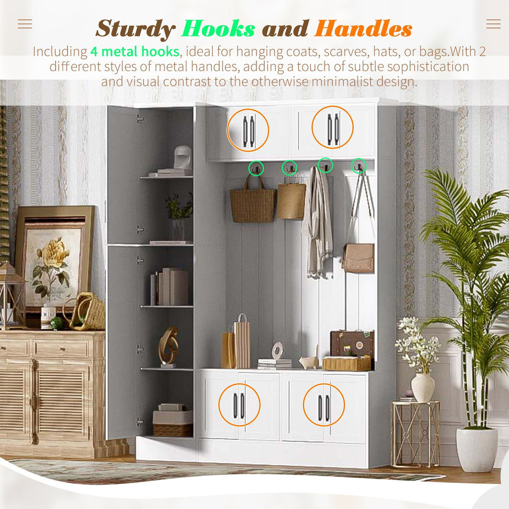 Tall Hall Tree With Shoe Storage, 4 In 1 Entryway Bench