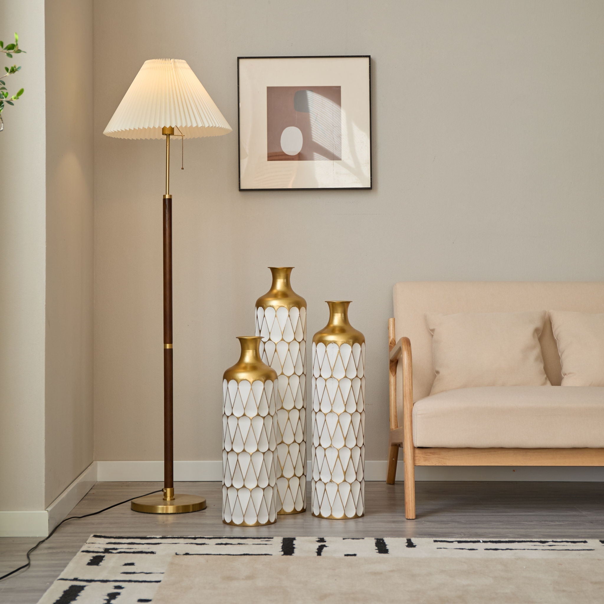 Floor Metal Vase Modern Style Decoration 3-Piece Set