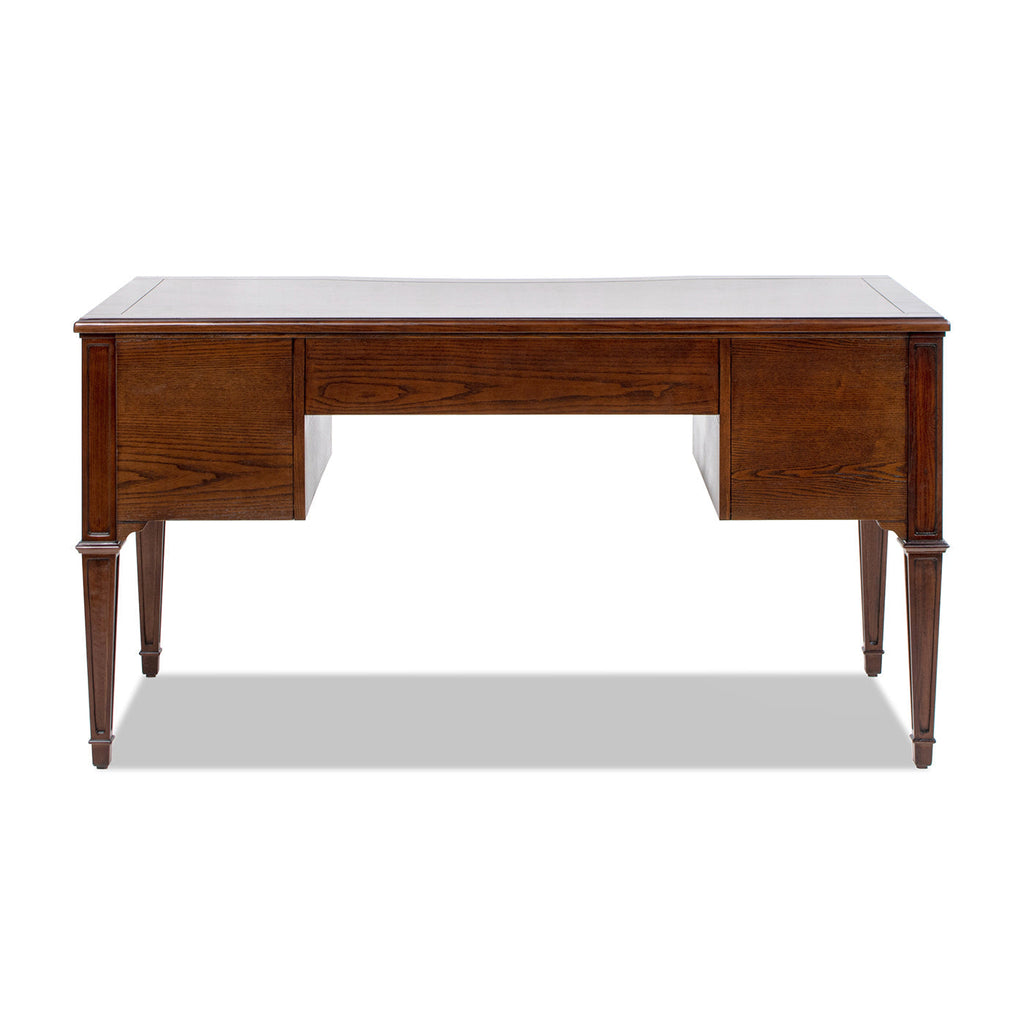 Dauphin Gold Accent 5-Drawer Wood Executive Desk Dark Walnut Ash Wood & Veneer