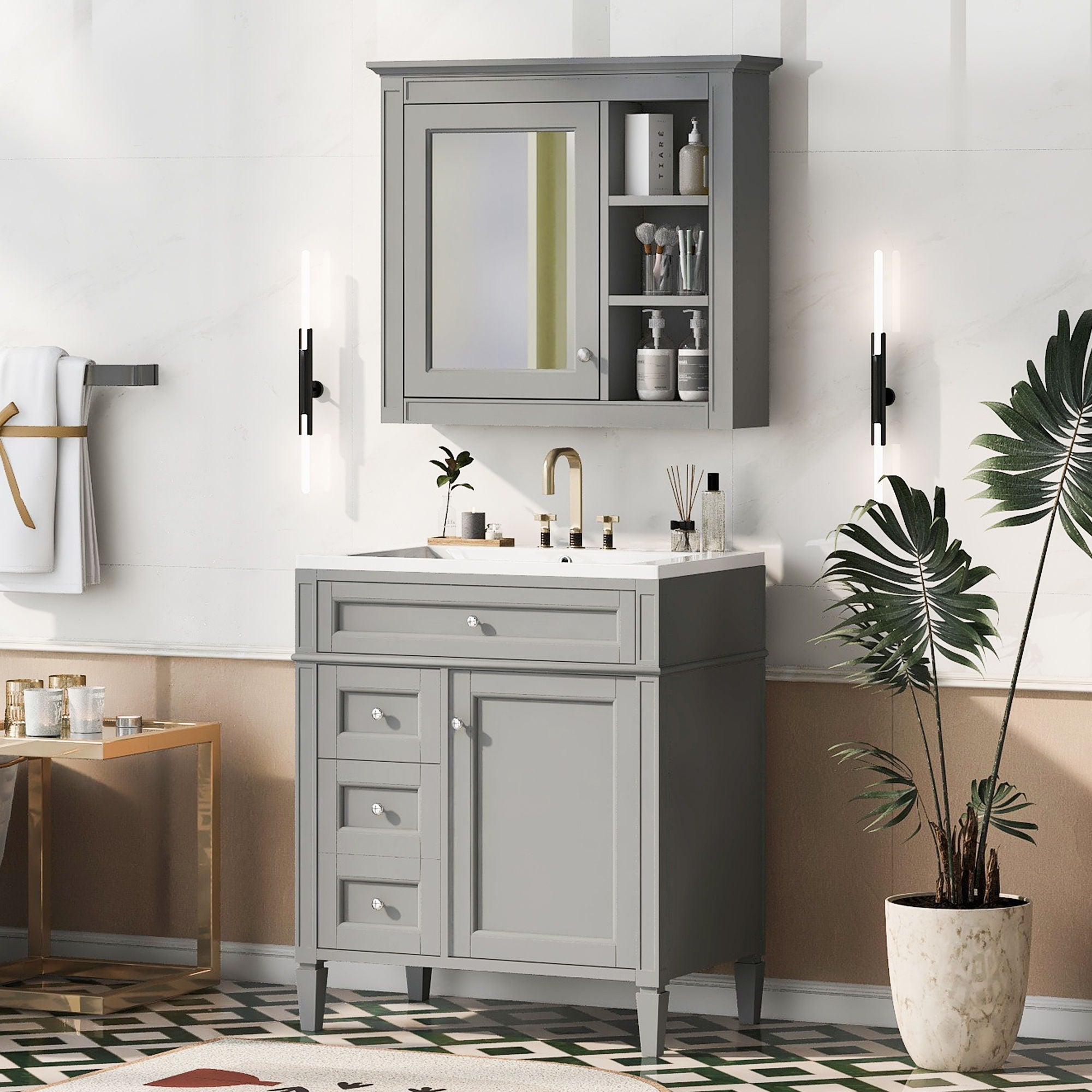 Bathroom Vanity With Medicine Cabinet and Storage