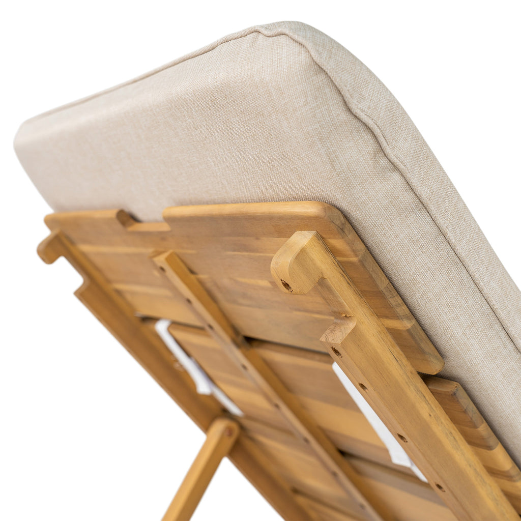 Riviera Outdoor Chaise Lounge with Wheels, Acacia Wood Frame (Set of 2)