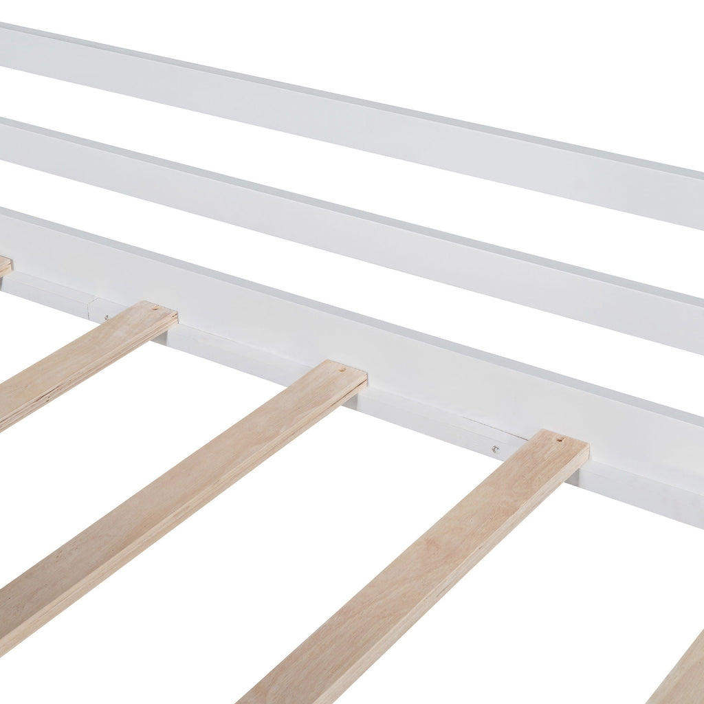 Loft House Bed With Ladder And Slide, With board And Light Strip On The Roof