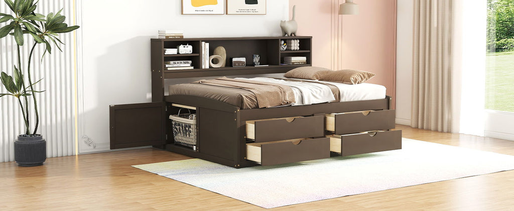 Daybed With 2 Bedside Cabinets, Upper Shelves And 4 Drawers