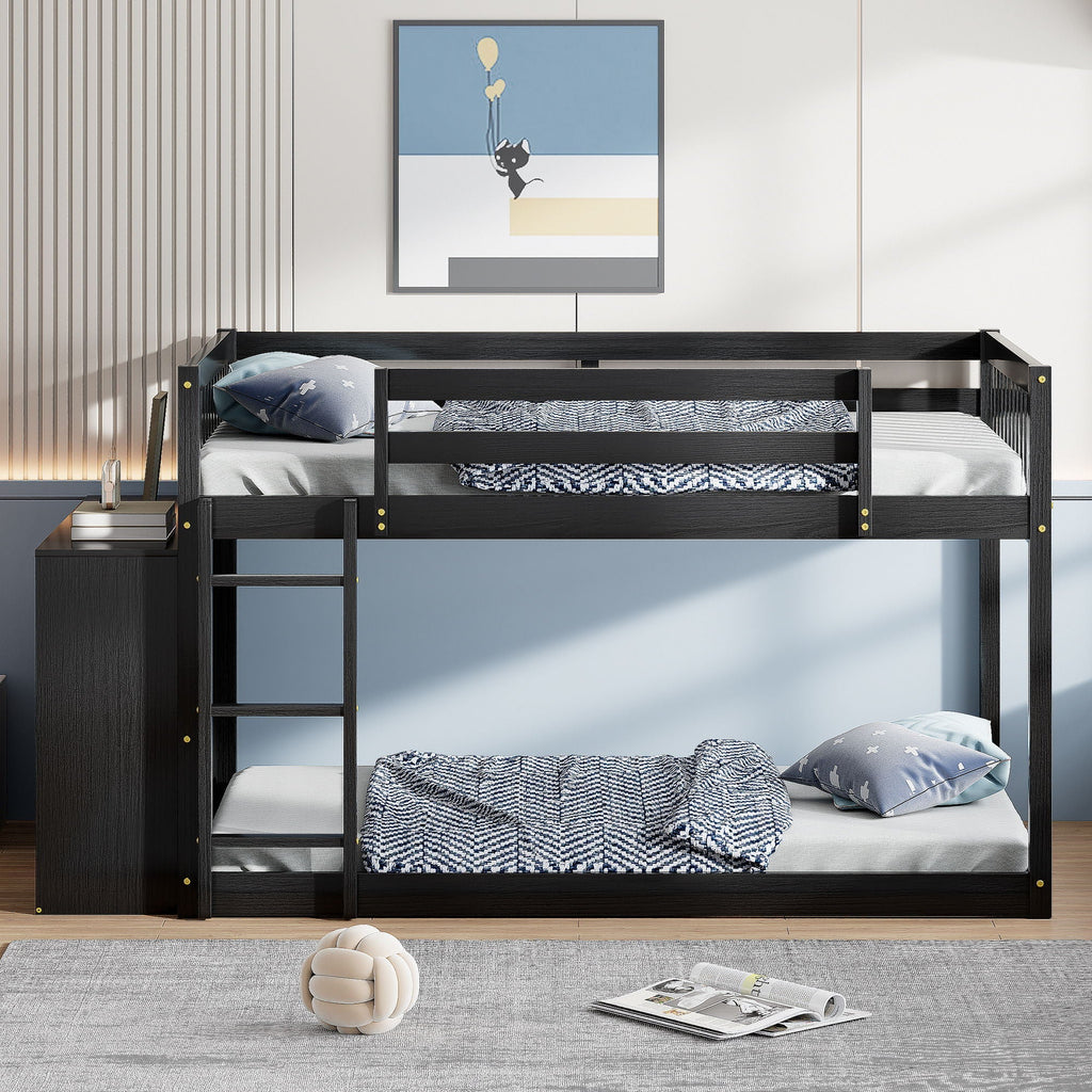 Bunk Bed With 4 Drawers and 3 Shelves