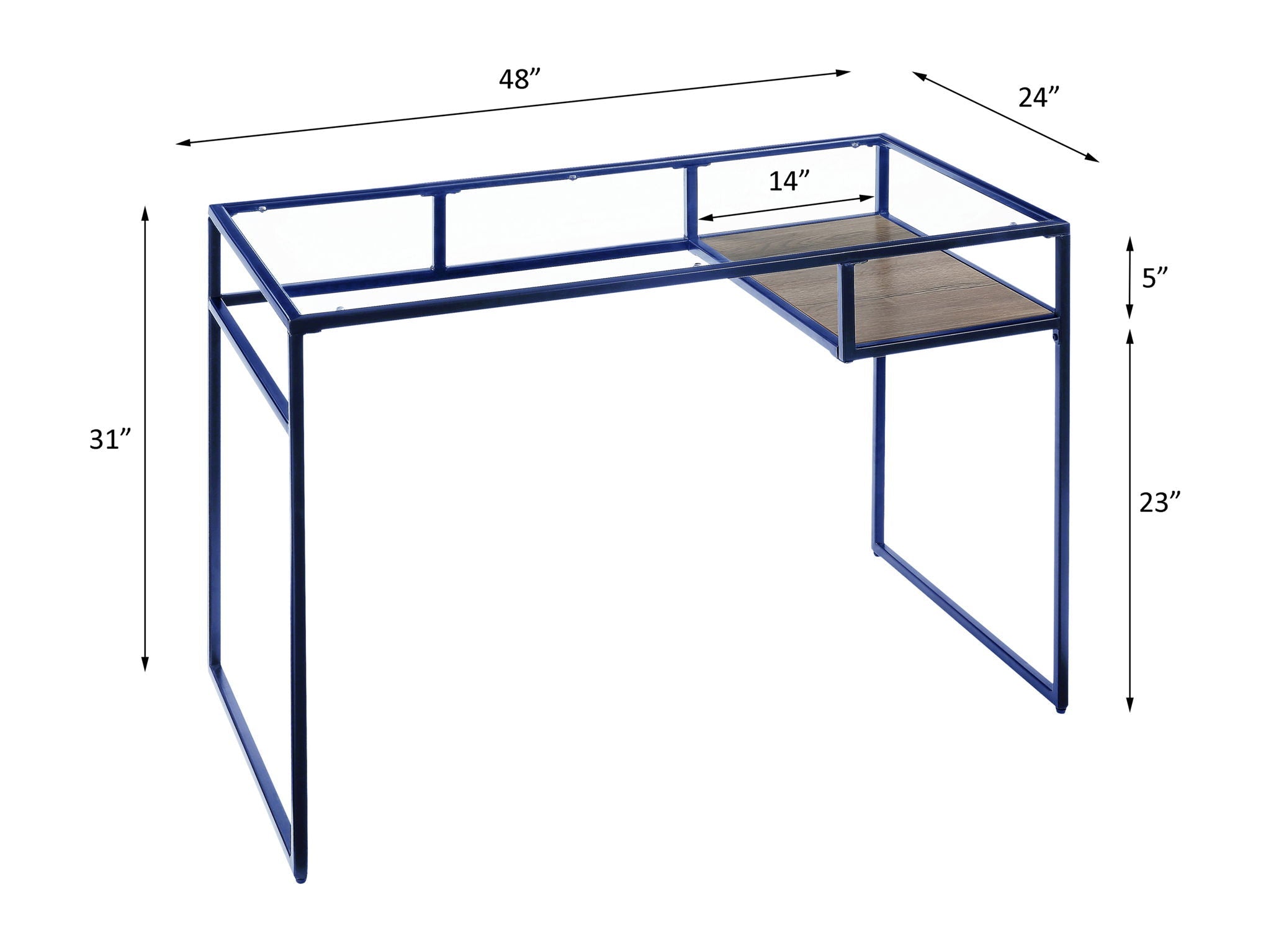 Yasin Glass Top Writing Desk