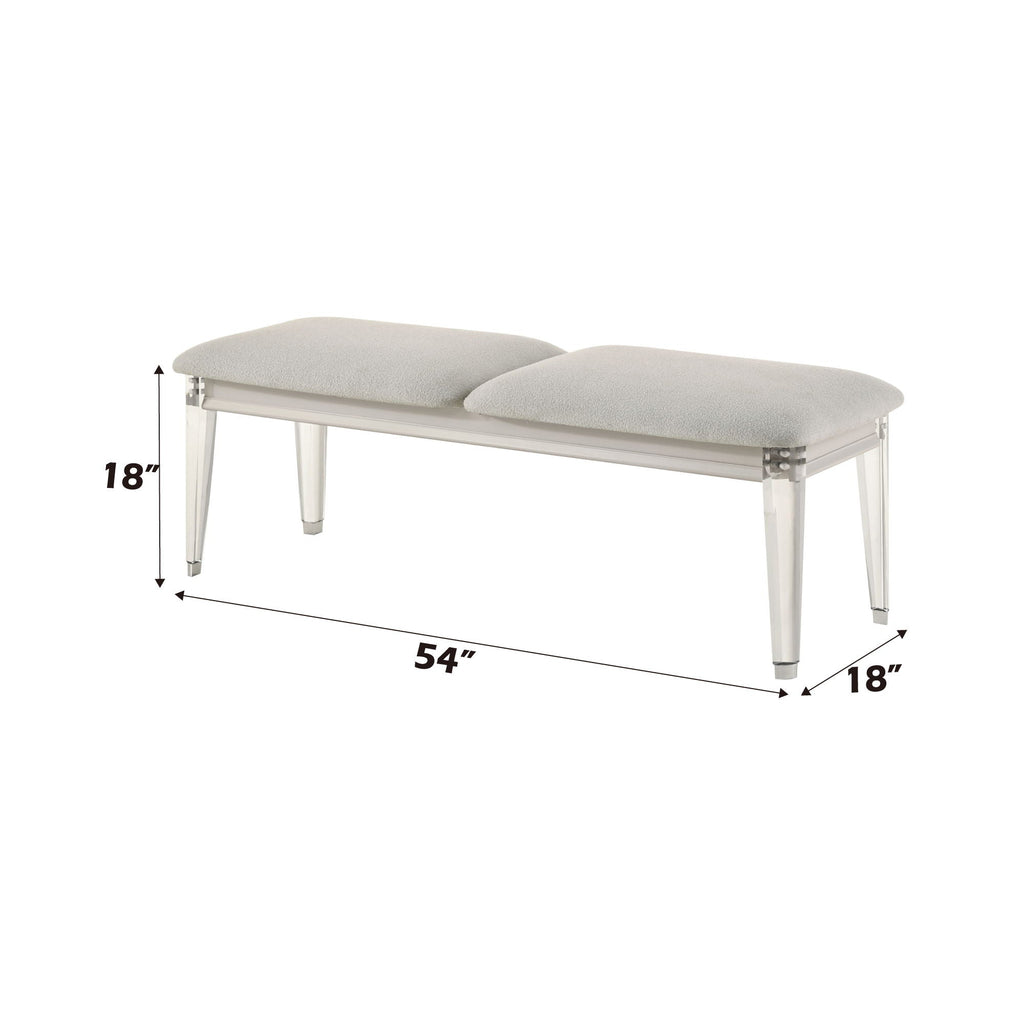 Laveda Boucle Bench - Light Gray / White