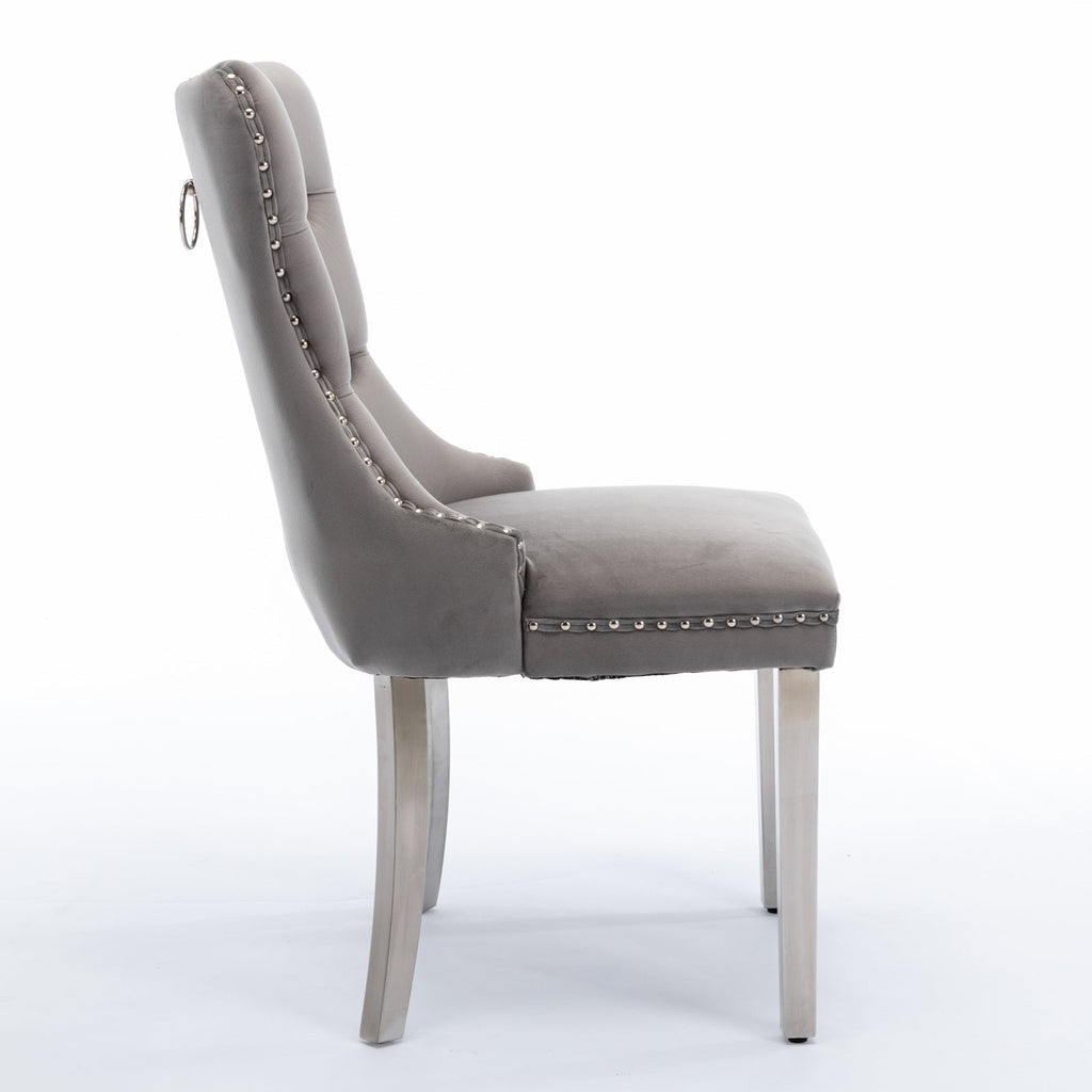 A&A Furniture Nikki Collection Modern Velvet Upholstered Dining Chairs - Set of 2