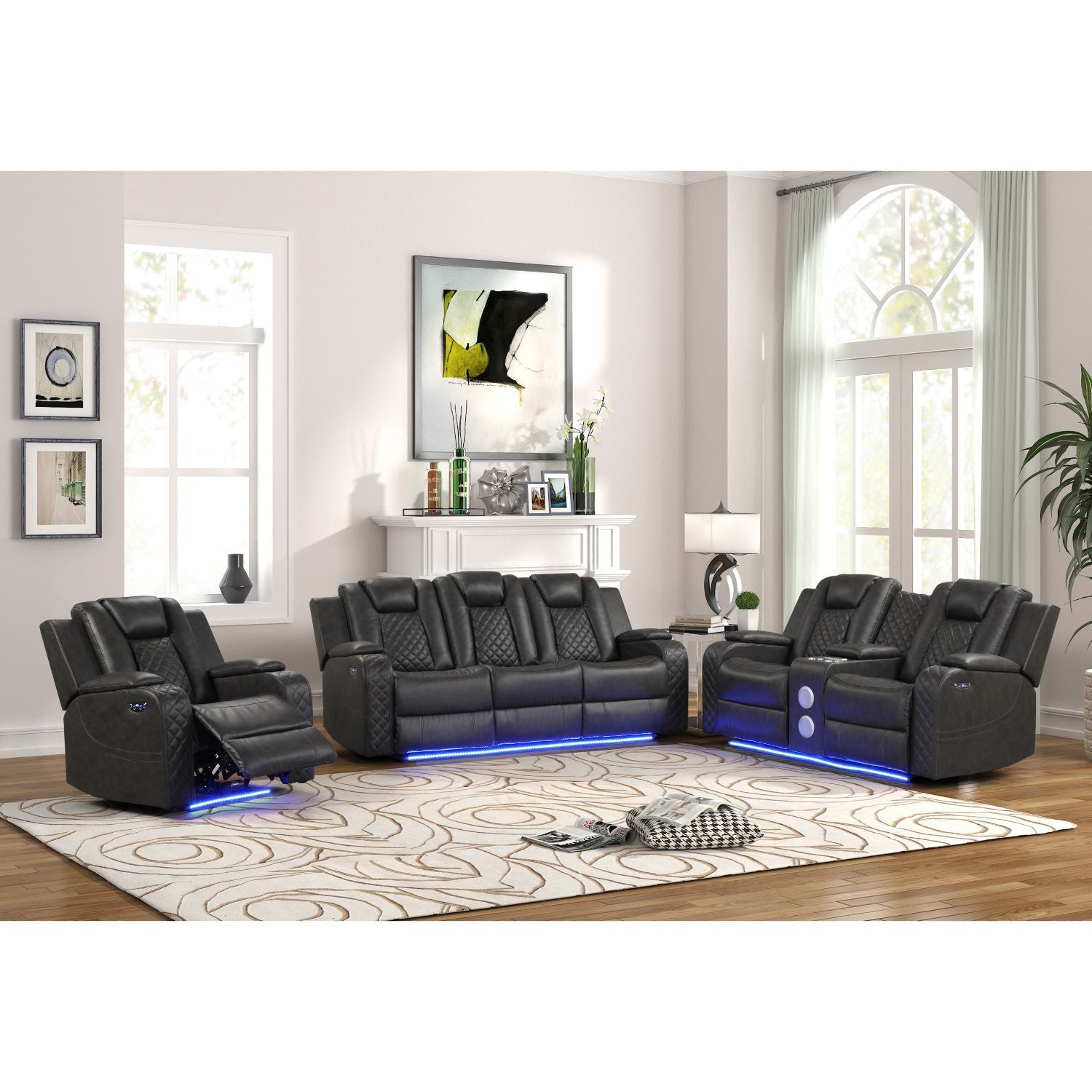 Benz - LED & Power Recliner With Adjustable Headrests And Ambient LED Lighting