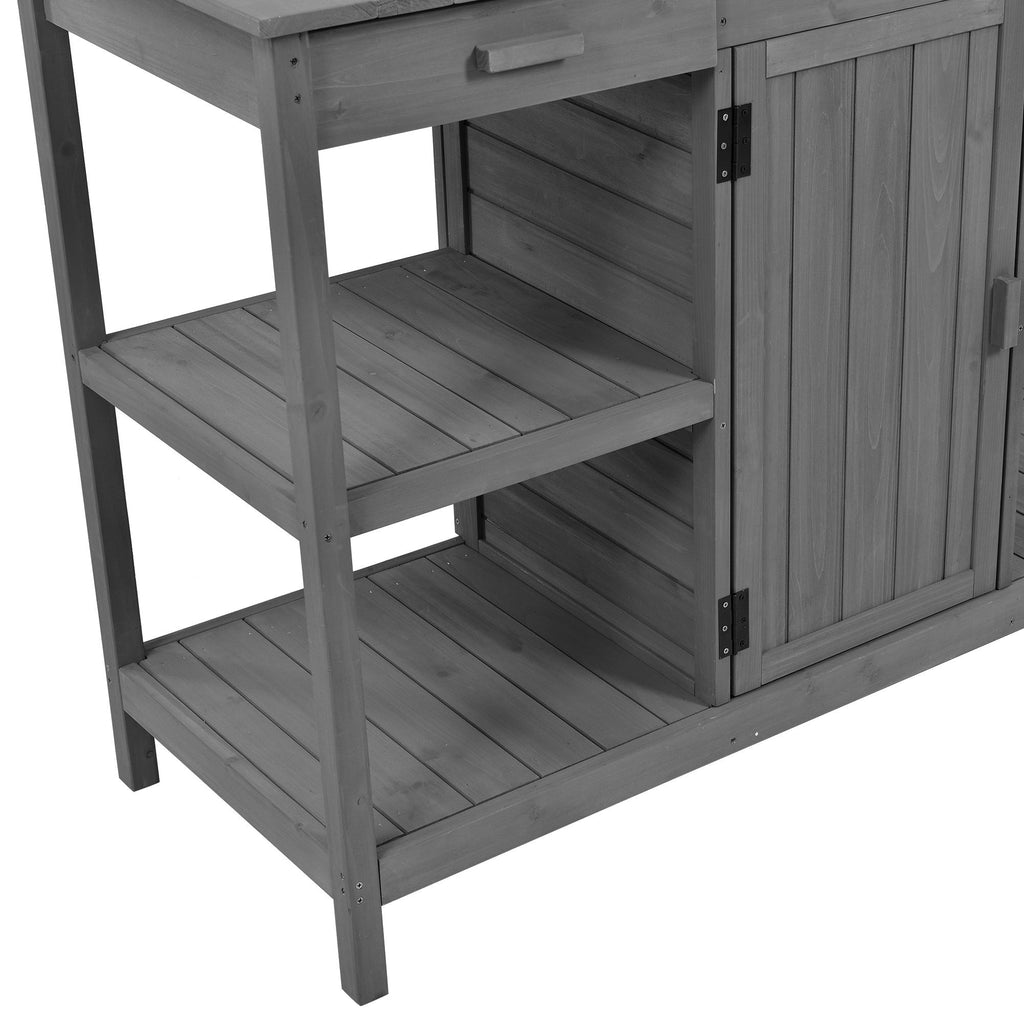 Topmax 66'' Large Outdoor Farmhouse Wooden Potting Bench Table