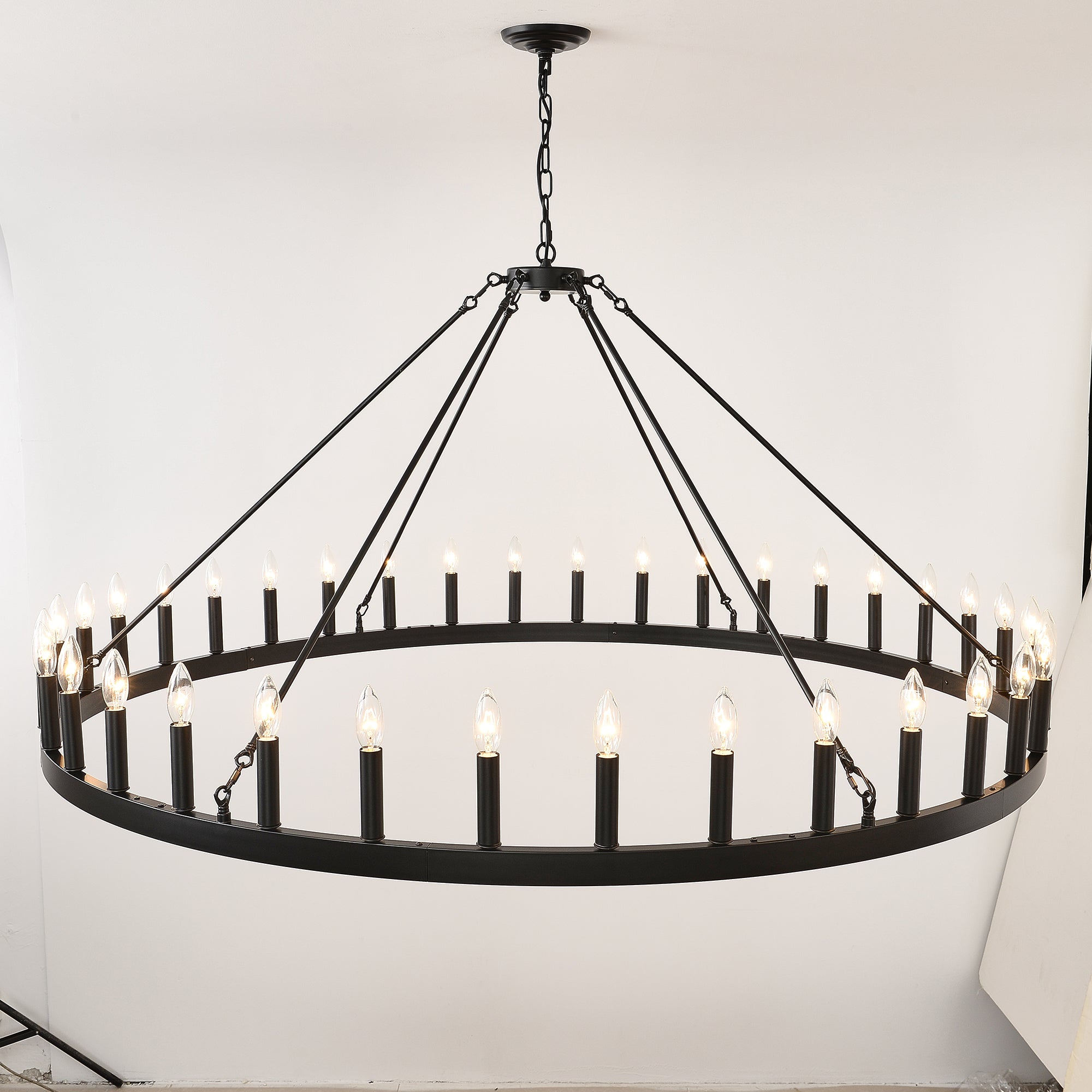 59.1 Inch 36-Light Wagon Wheel Chandelier