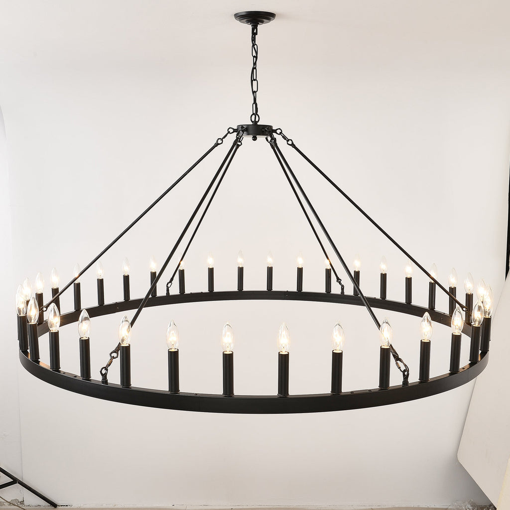 59.1 Inch 36-Light Wagon Wheel Chandelier