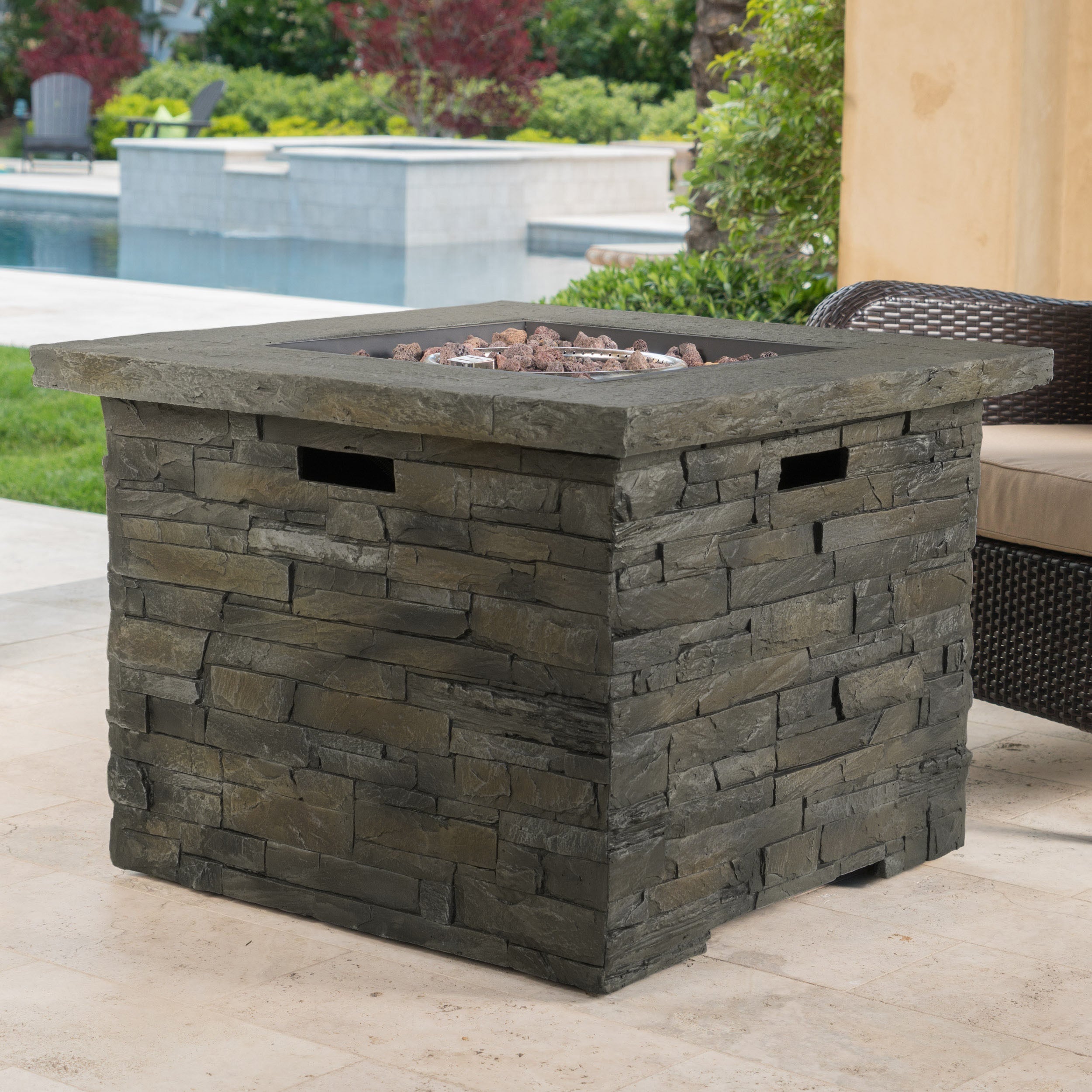 33' SQUARE MGO FIRE PIT - 40000 BTU.
