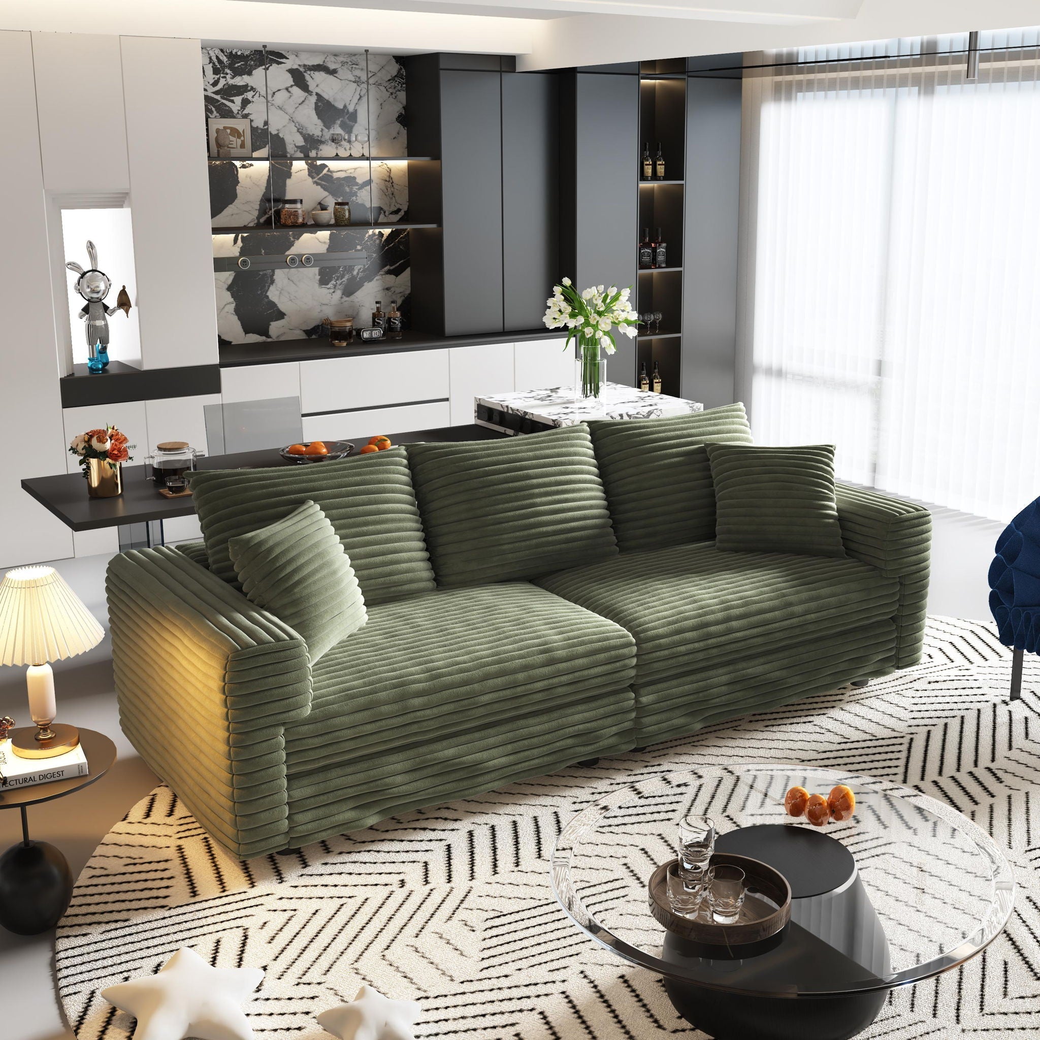 4 Seat Modern Comfy Upholstered Sofa Cloud Couch