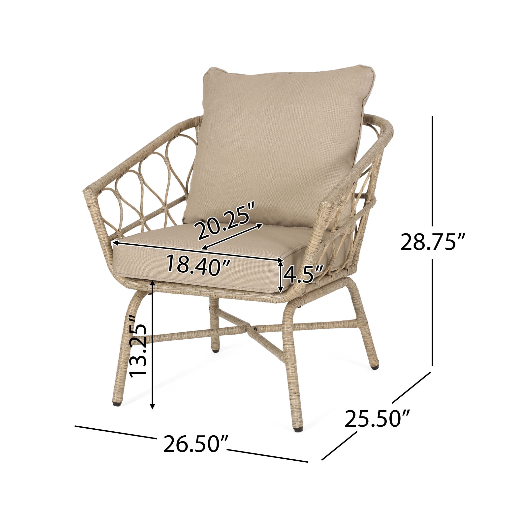 Bruce Outdoor Club Chair Set with Water Resistant Cushions