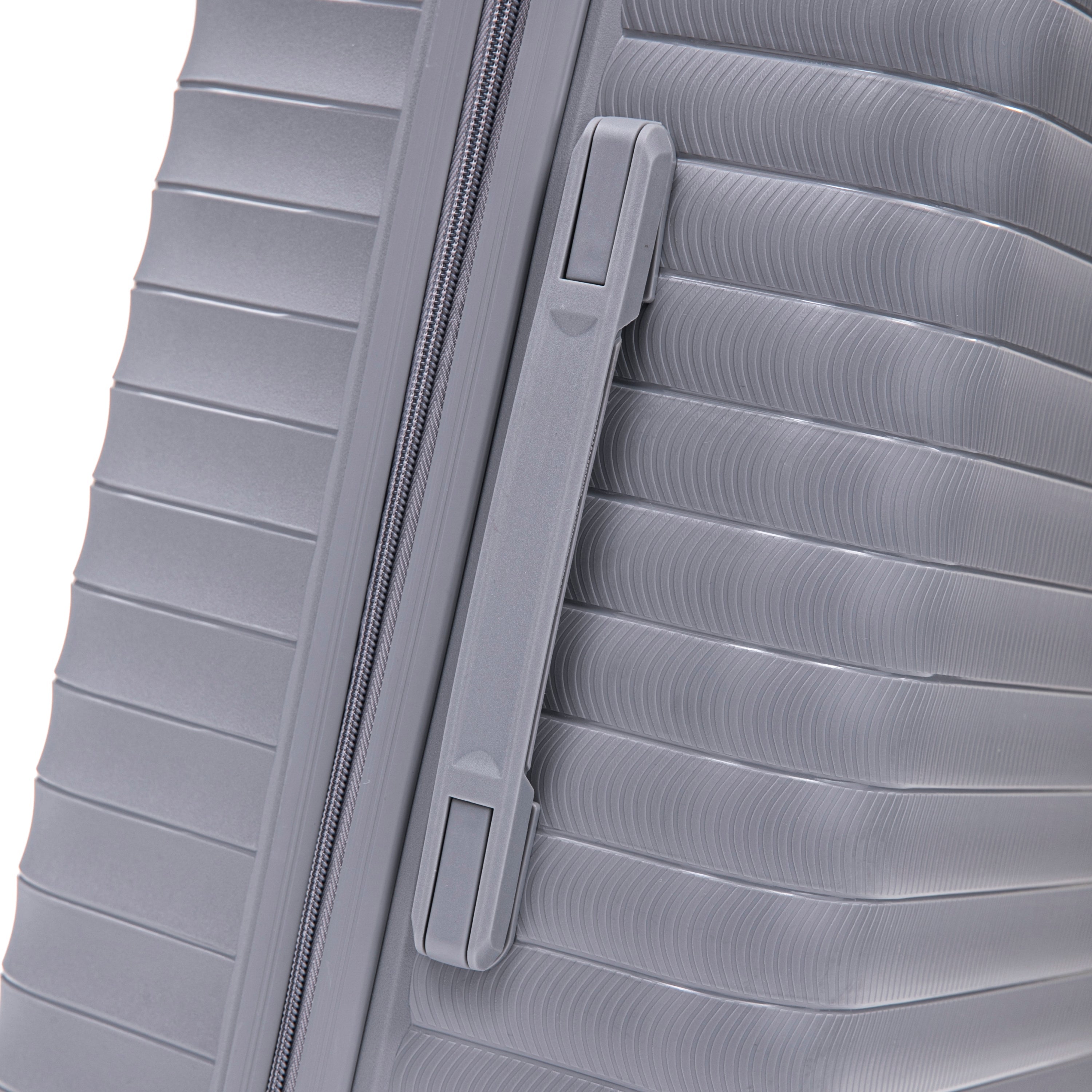 4-Piece PP Spinner Wheel Luggage Set with Cosmetic Case, Light Gray