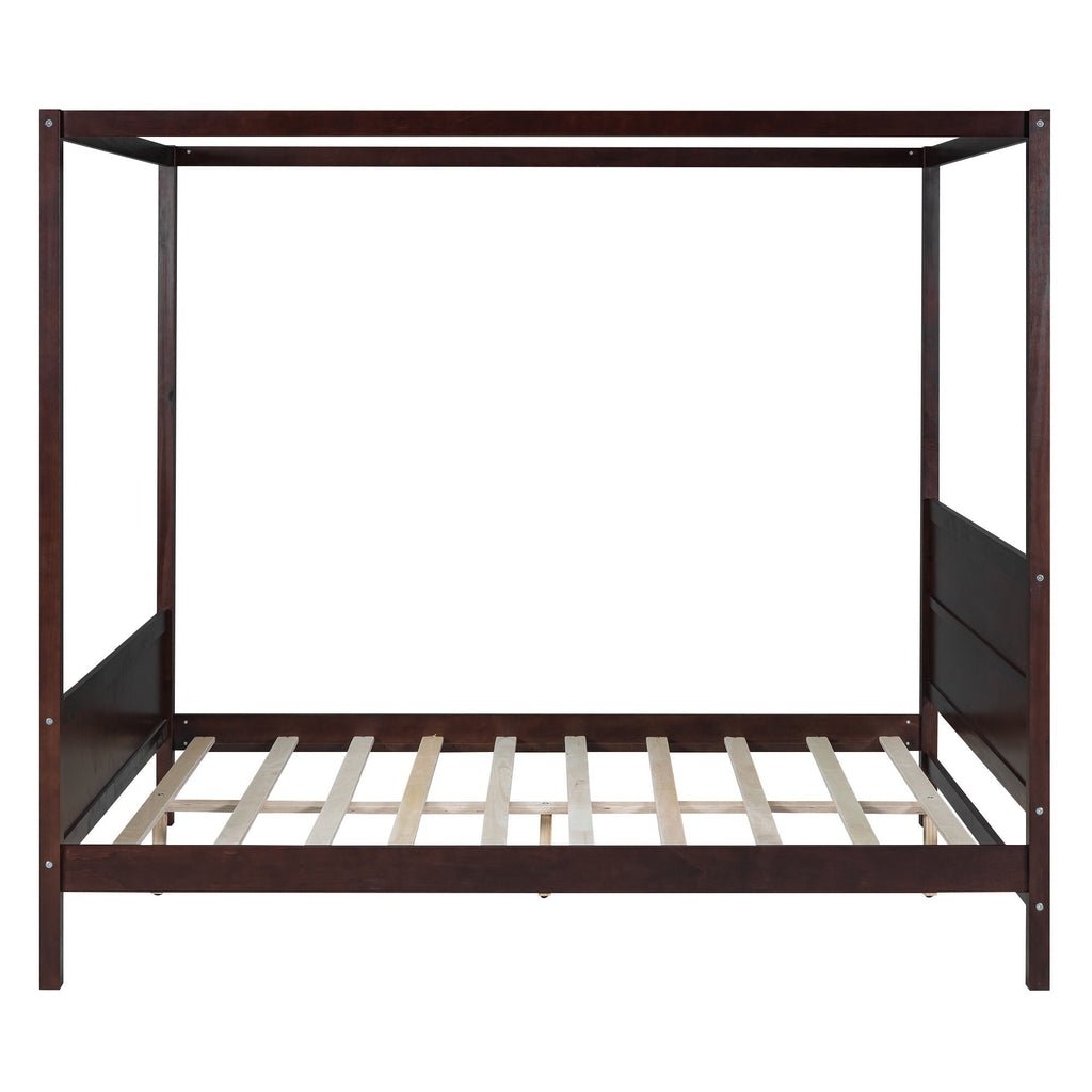 Canopy Platform Bed With Headboard And Footboard, Slat Support Leg