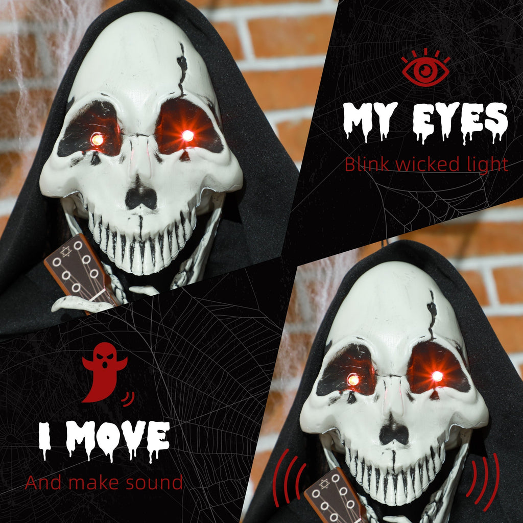 4.3' Animated Grim Reaper Guitarist with Motion and Sound Activation