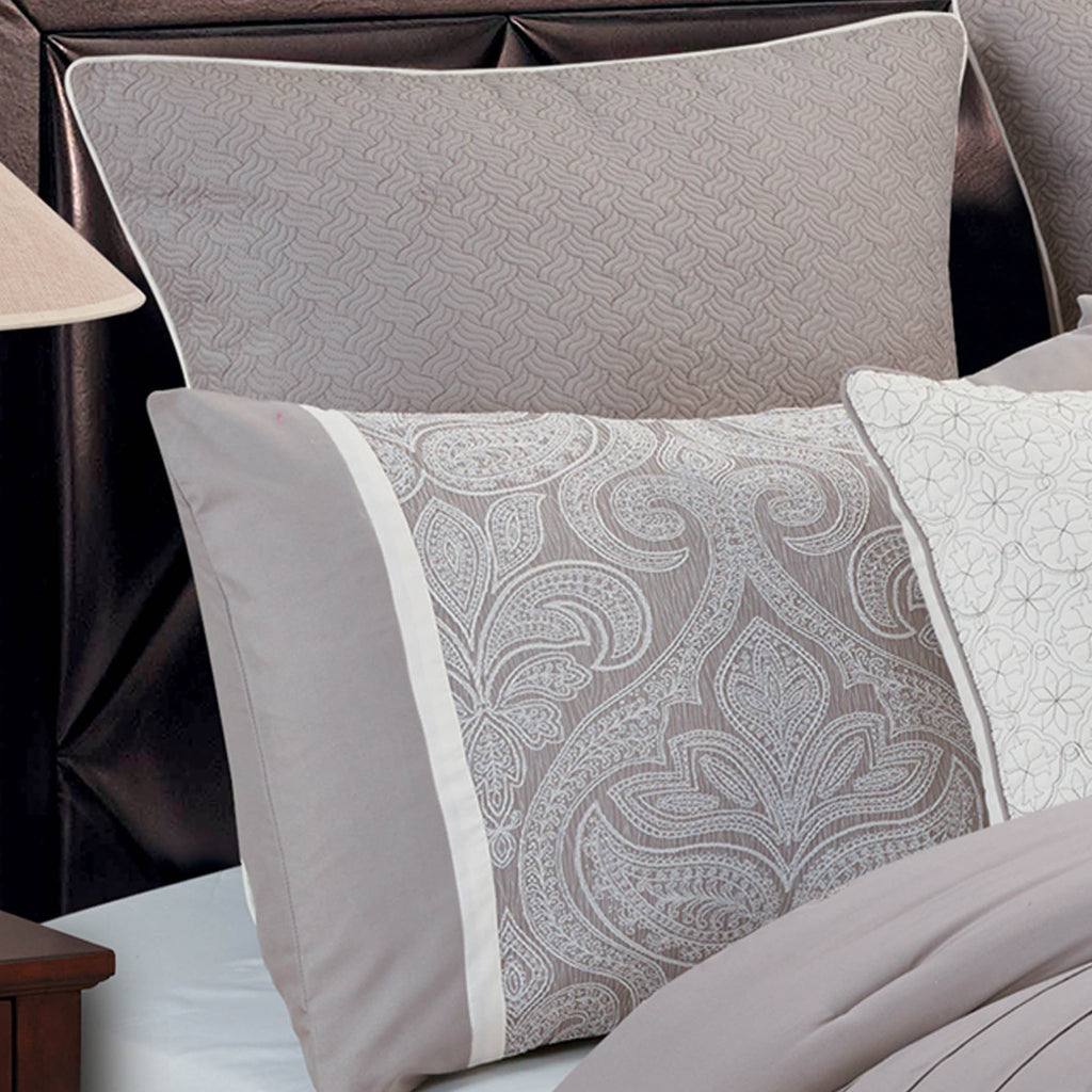 Winthrop Grey Damask Jacquard 9 Pc Comforter Set