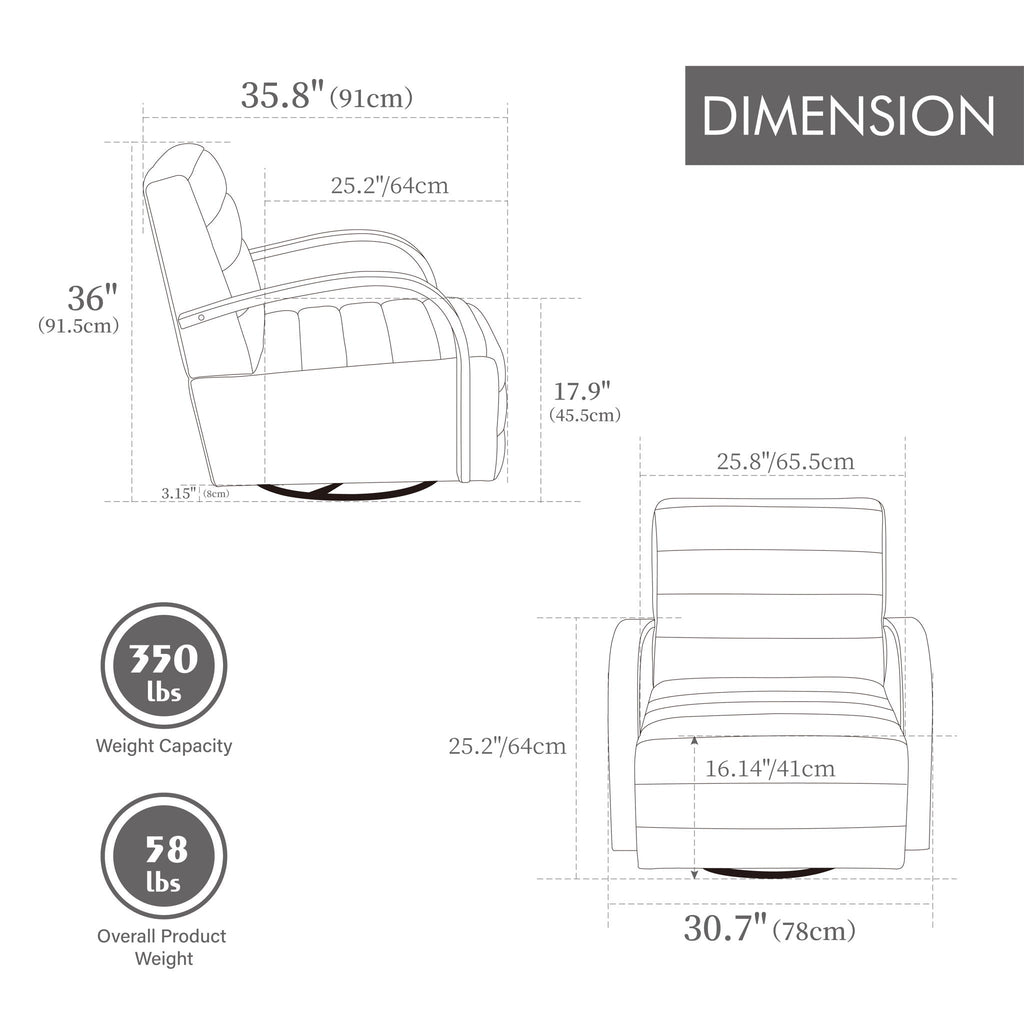 360° Swivel Accent Chair With Armrests