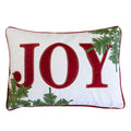 JOY Embroidered Christmas Throw Pillow – 14x20 Velvet Lumbar Cushion
