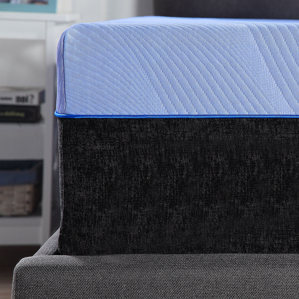 Refresh - 12" Flex Head Memory Foam Hybrid Mattress And Adjustable Base Bundle - Blue - Queen