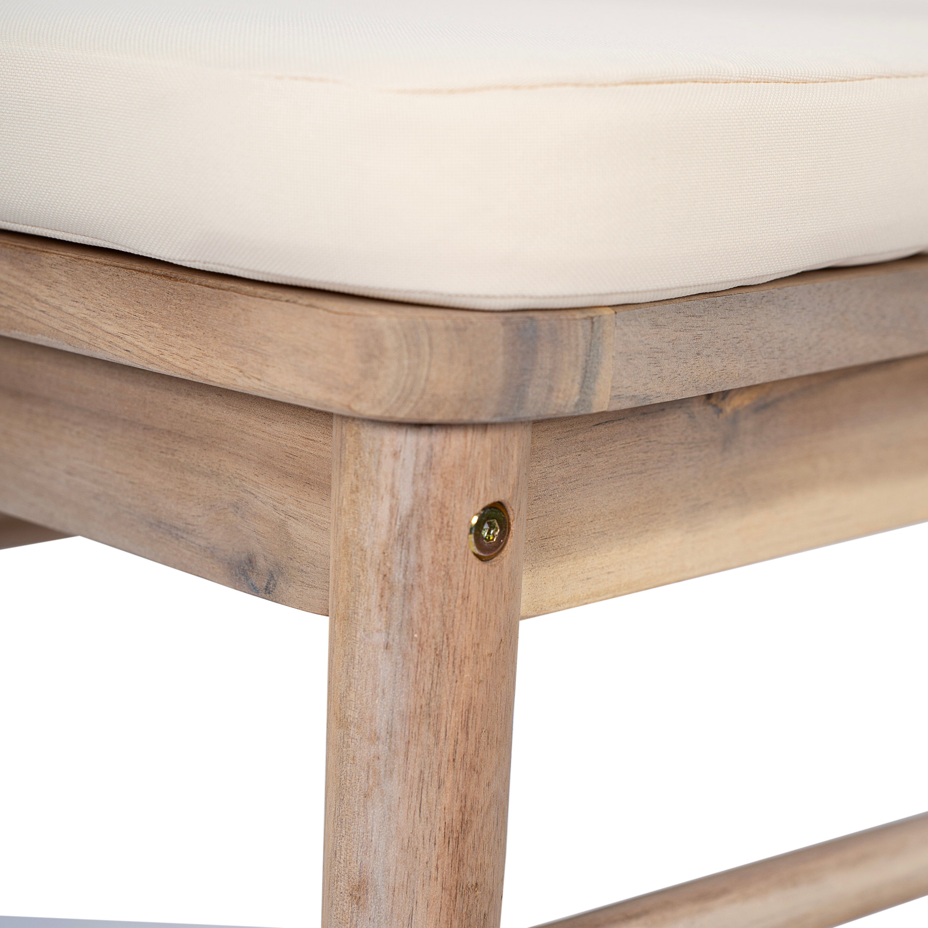 Outdoor Dining Chairs Set of 2 with Acacia Wood and Cream Washable Cushions