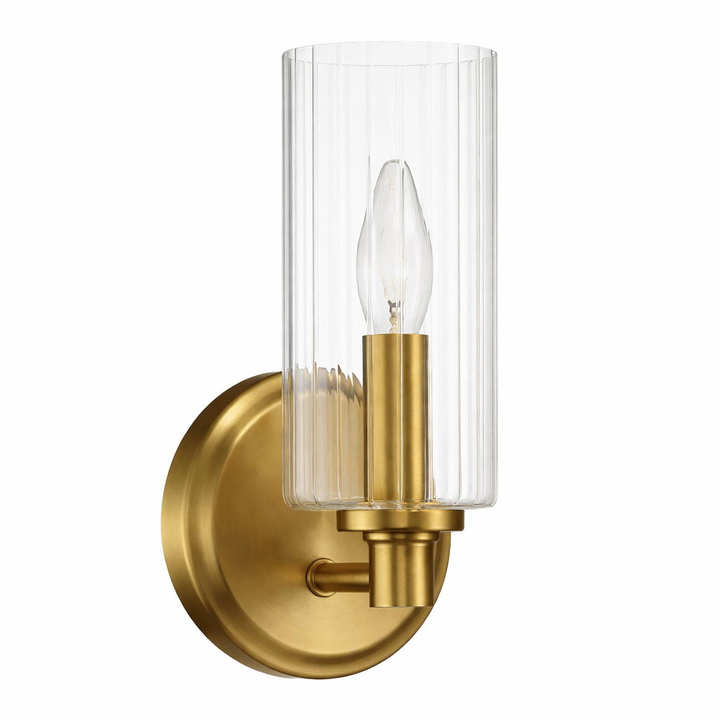 Jardin - Single Light Wall Sconce With Clear Ribbed Satin - Clear / Gold