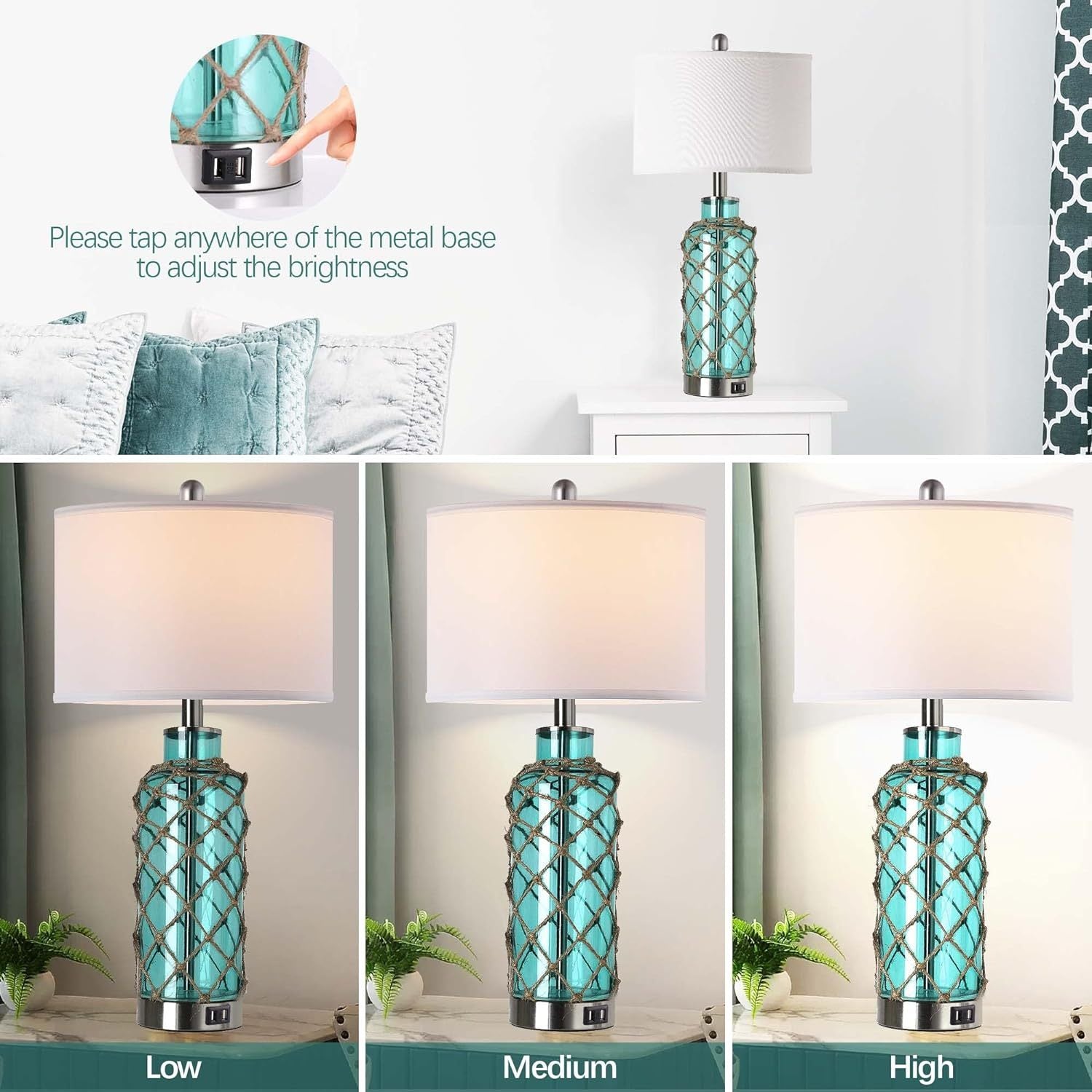 Cottage Nautical Accent Table Lamp Set of 2
