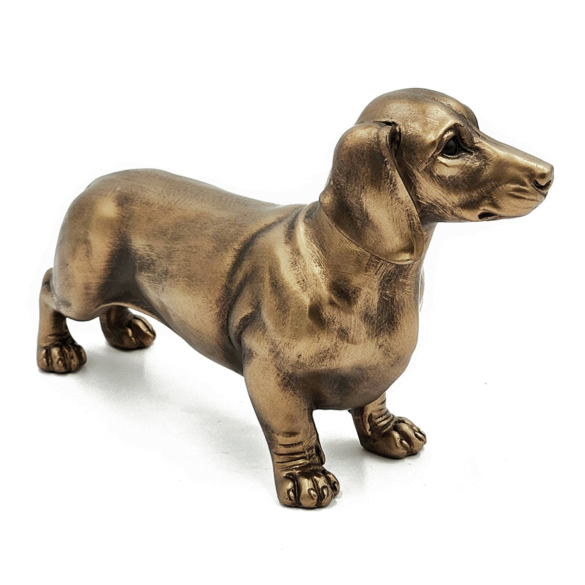 11.4x3.3x6.6' Lifelike Dachshund Figurine with Copper Finish