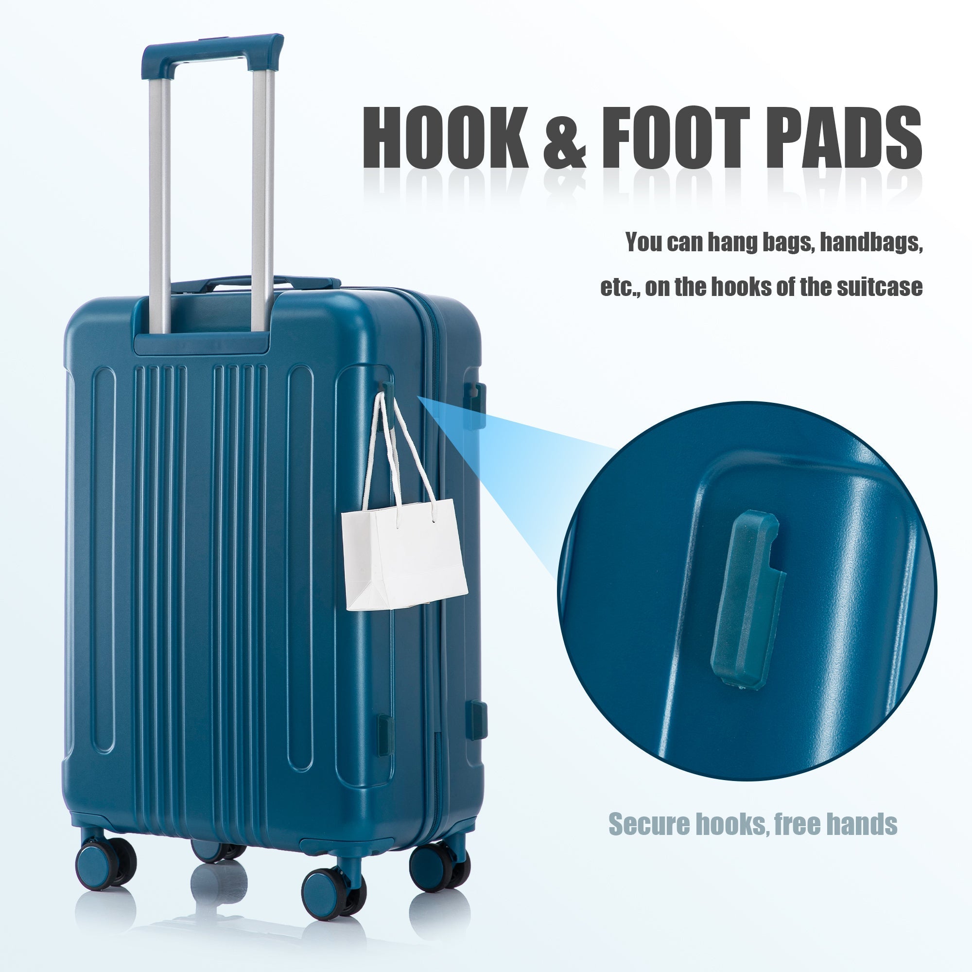 3-Piece ABS Spinner Wheel Luggage Set 20"/24"/28" Dark Blue