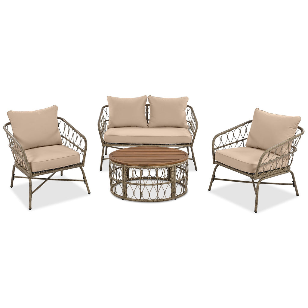Bohemia-Inspired 4-Person Outdoor Seating Group With Removable Cushions