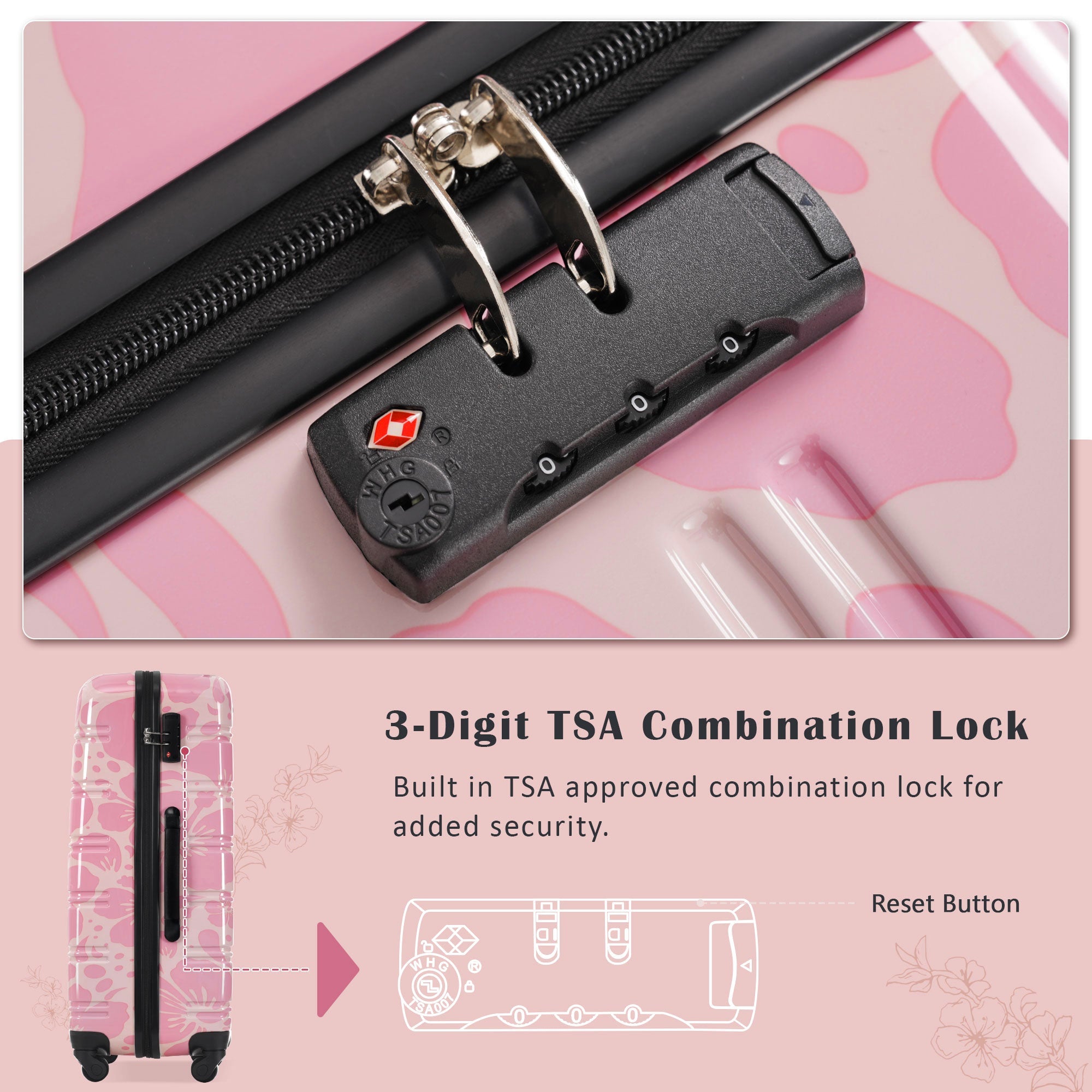 Hardshell Luggage Set 3-Piece Spinner Suitcases with TSA Lock